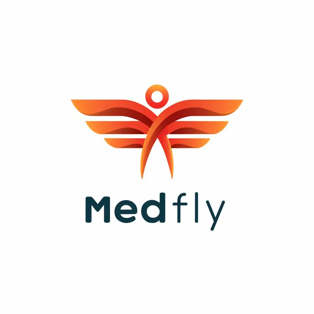 a logo design,with the text "MedFly", main symbol:a red heath plus sign and a rocket,Moderate,be used in Medical Dental industry,clear background