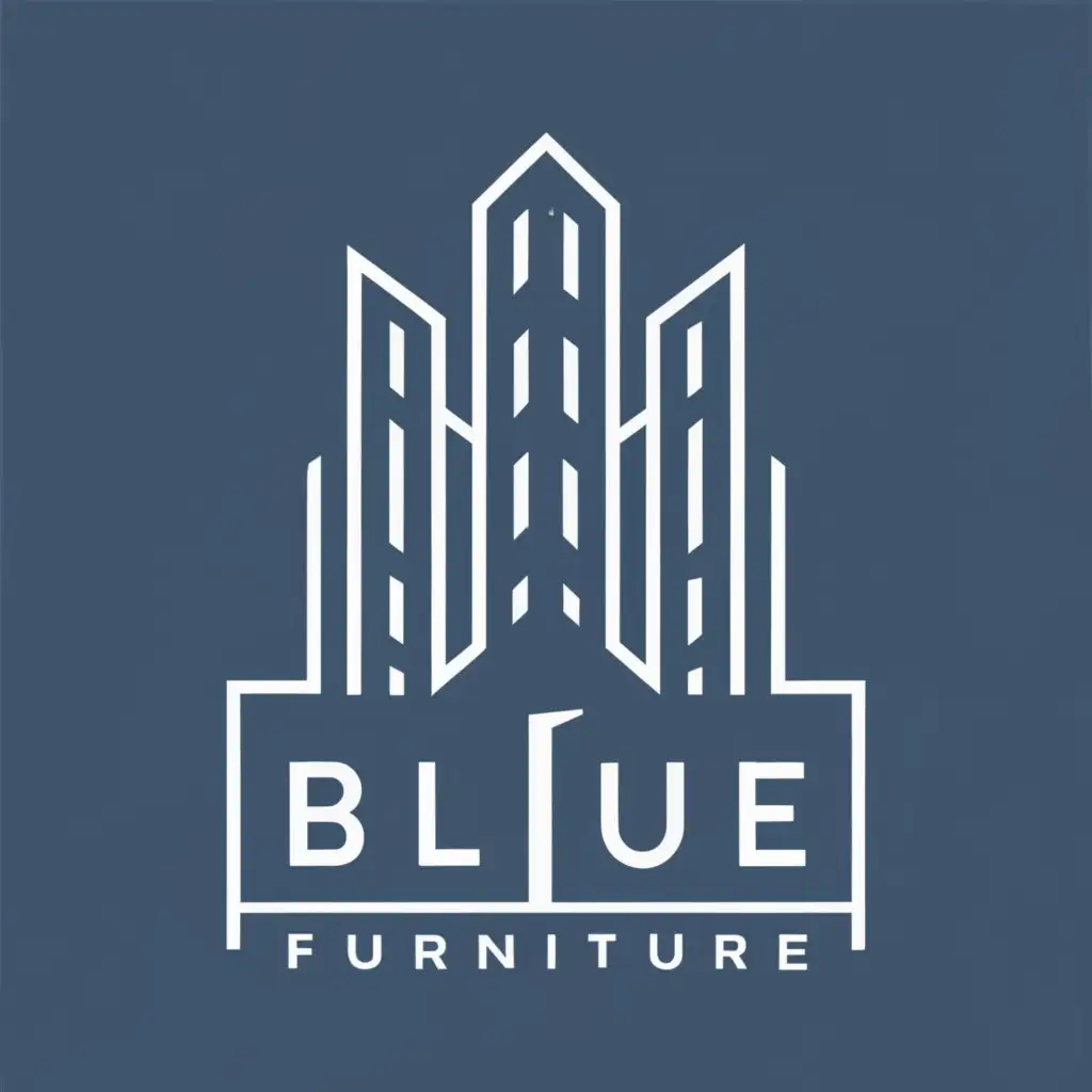 logo, Design a unique and memorable logo that embodies the essence of "Blue," a distinguished brand specializing in crafting high-quality furniture. The logo should seamlessly integrate the color blue, symbolizing trust, reliability, and a touch of sophistication.