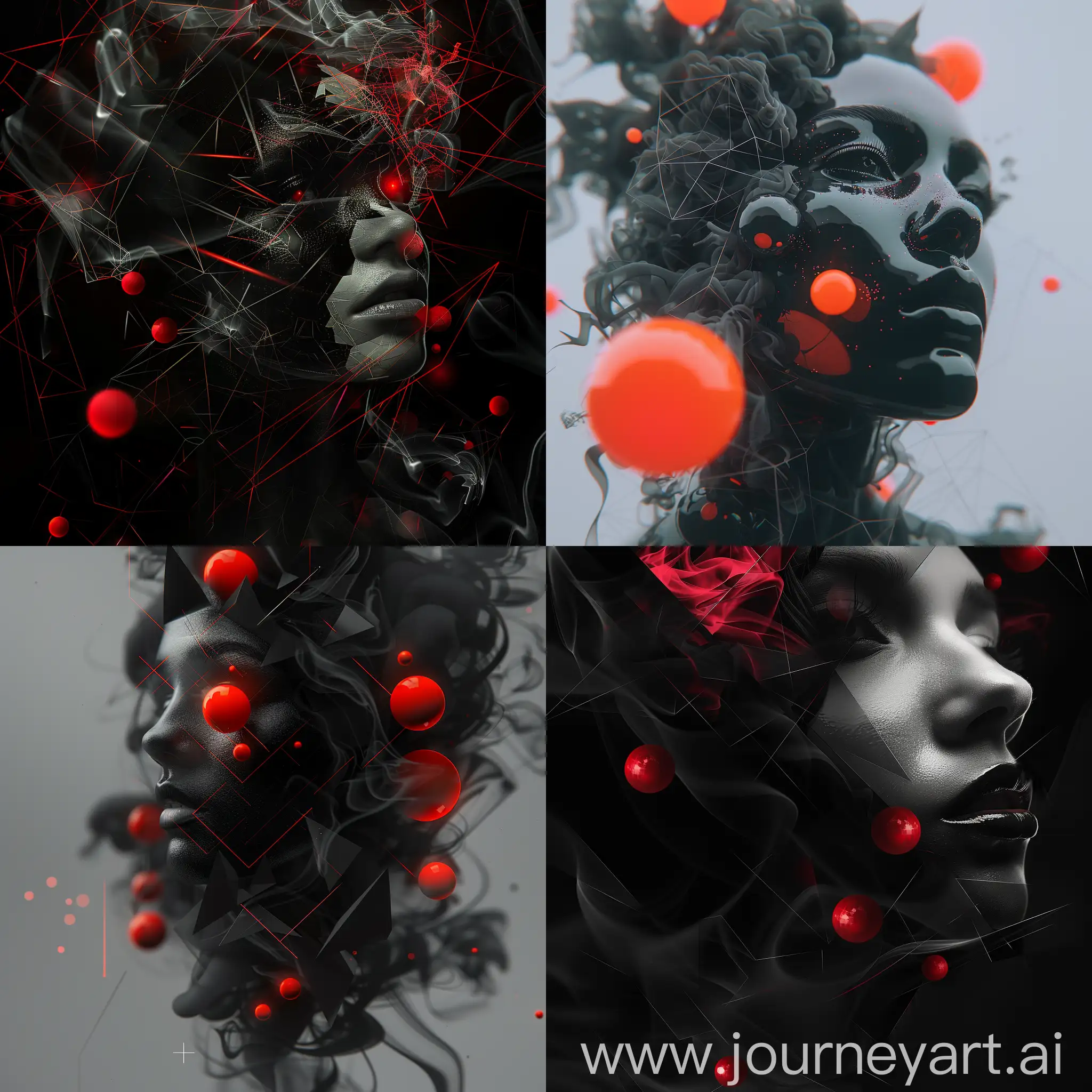 Abstract-Geometric-Art-with-Scarlet-Balls-and-Beautiful-Girls-Face
