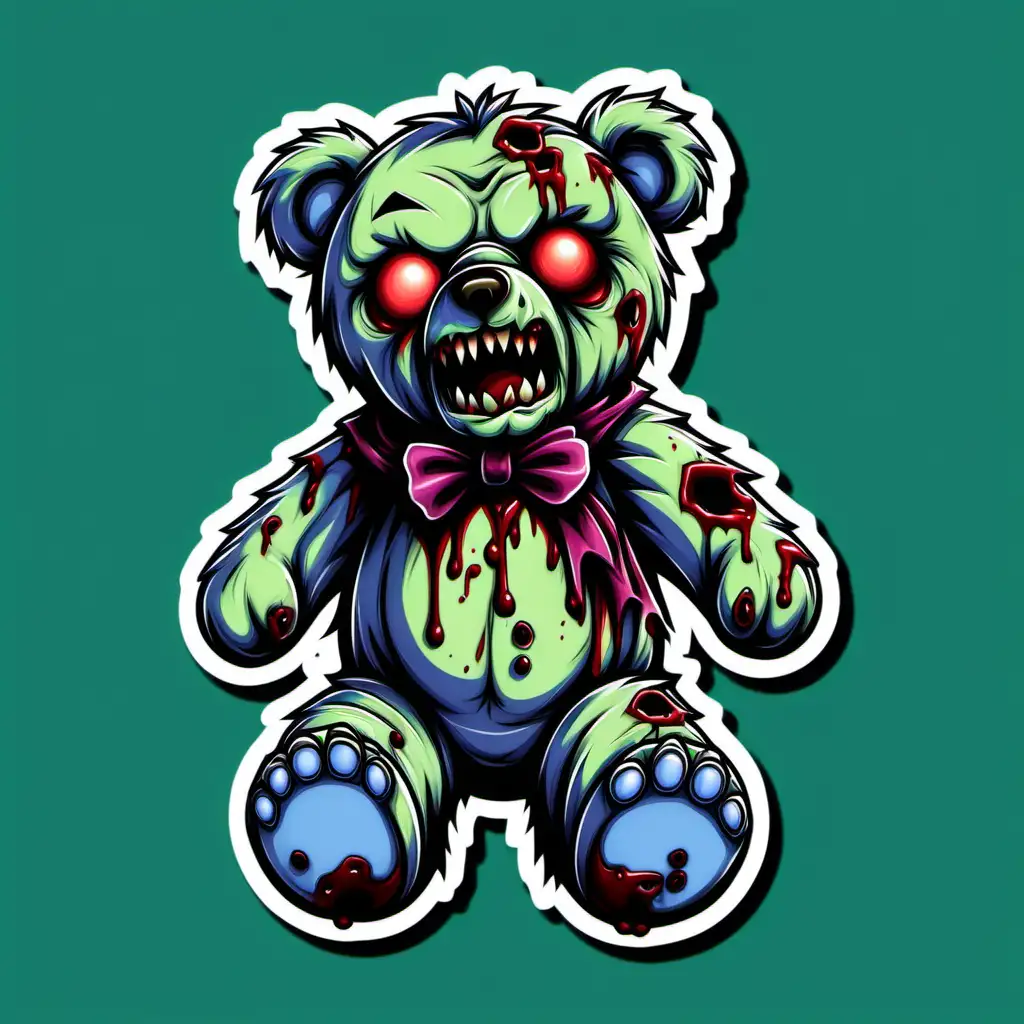 zombie teddy bear sticker. make adobe illustrator image trace friendly. use no copywritten material for influence.