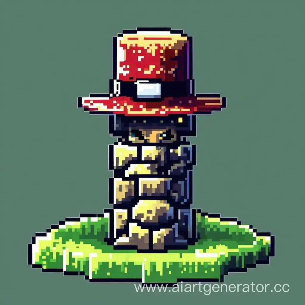 stone with hat  pixelart