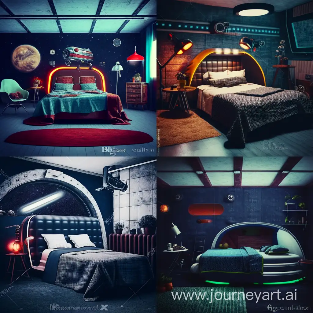 Cozy-Minimalist-Dark-Room-in-Retro-Futurism-Spaceship