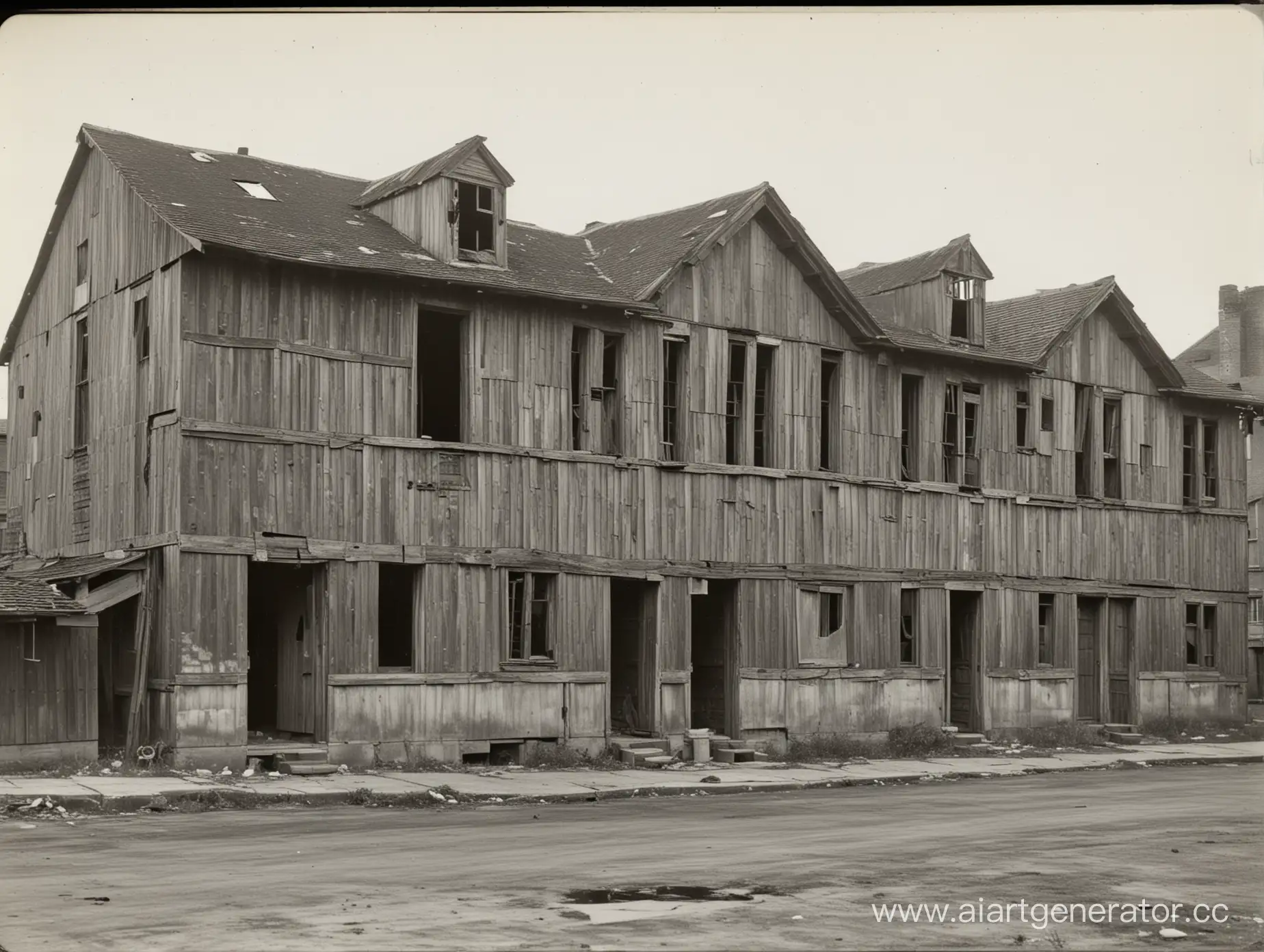 Vintage-TwoStory-Wooden-Barracks-1927-Urban-Decay-Scene