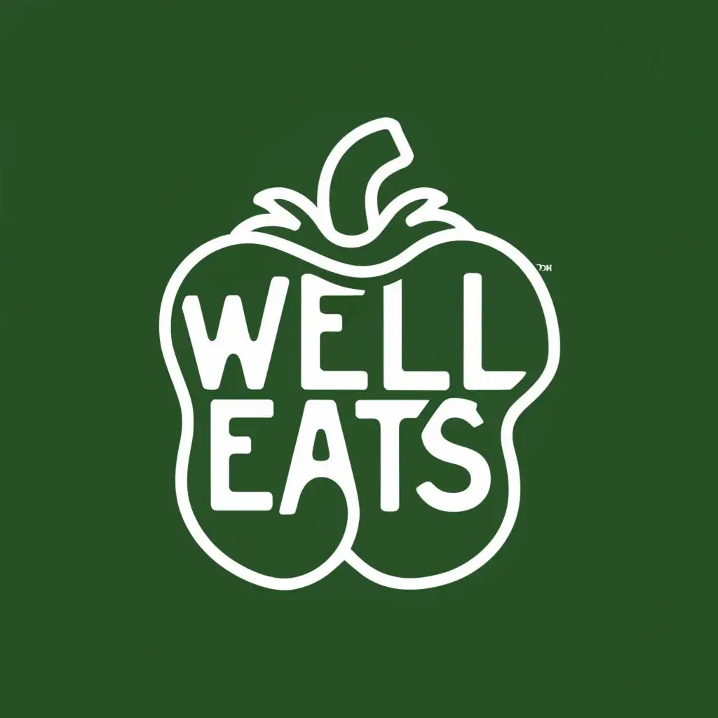 logo, "well Eats" written in the middle of a green pepper horizontally, with the text "Well Eats", typography
