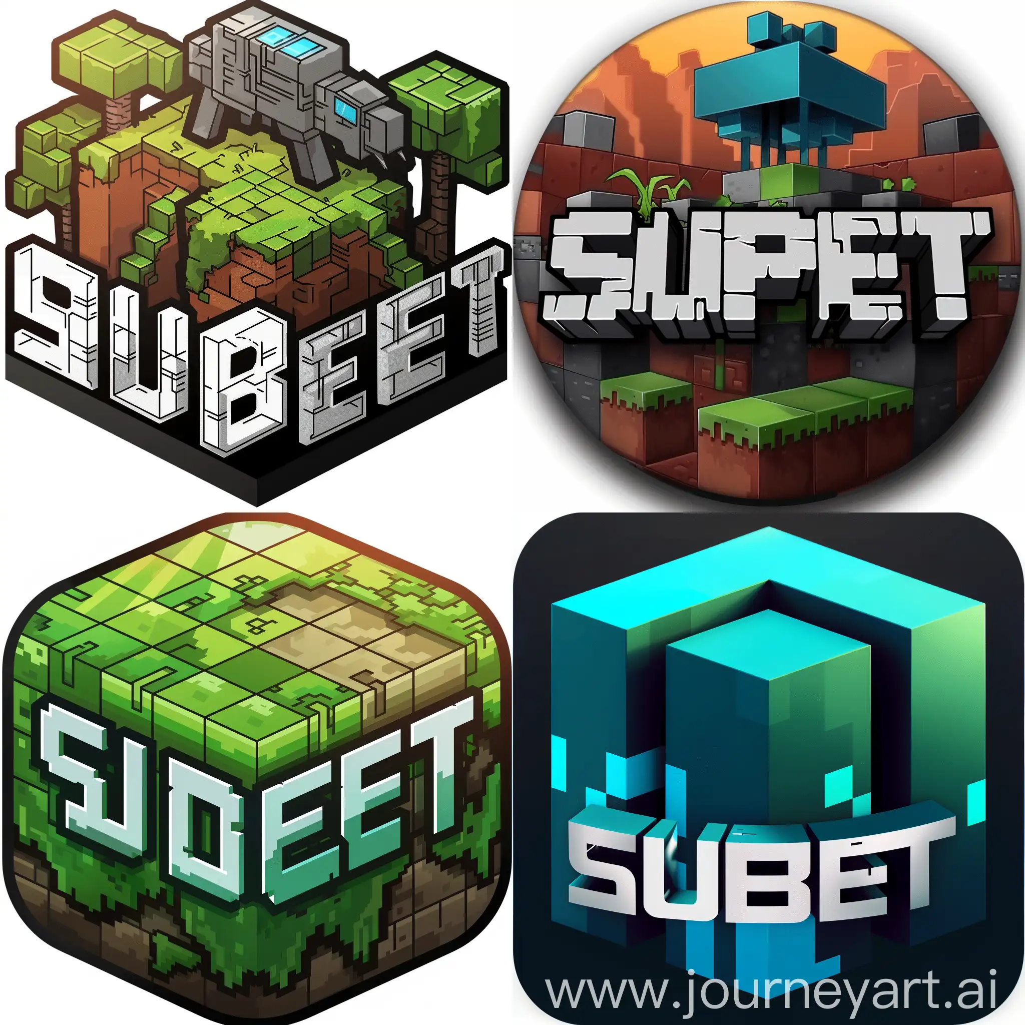 The logo of  "subnet", an online platform where seniors of a university advice juniors on concepts like programming, development, AI, electronics, etc.  in the style of minecraft.