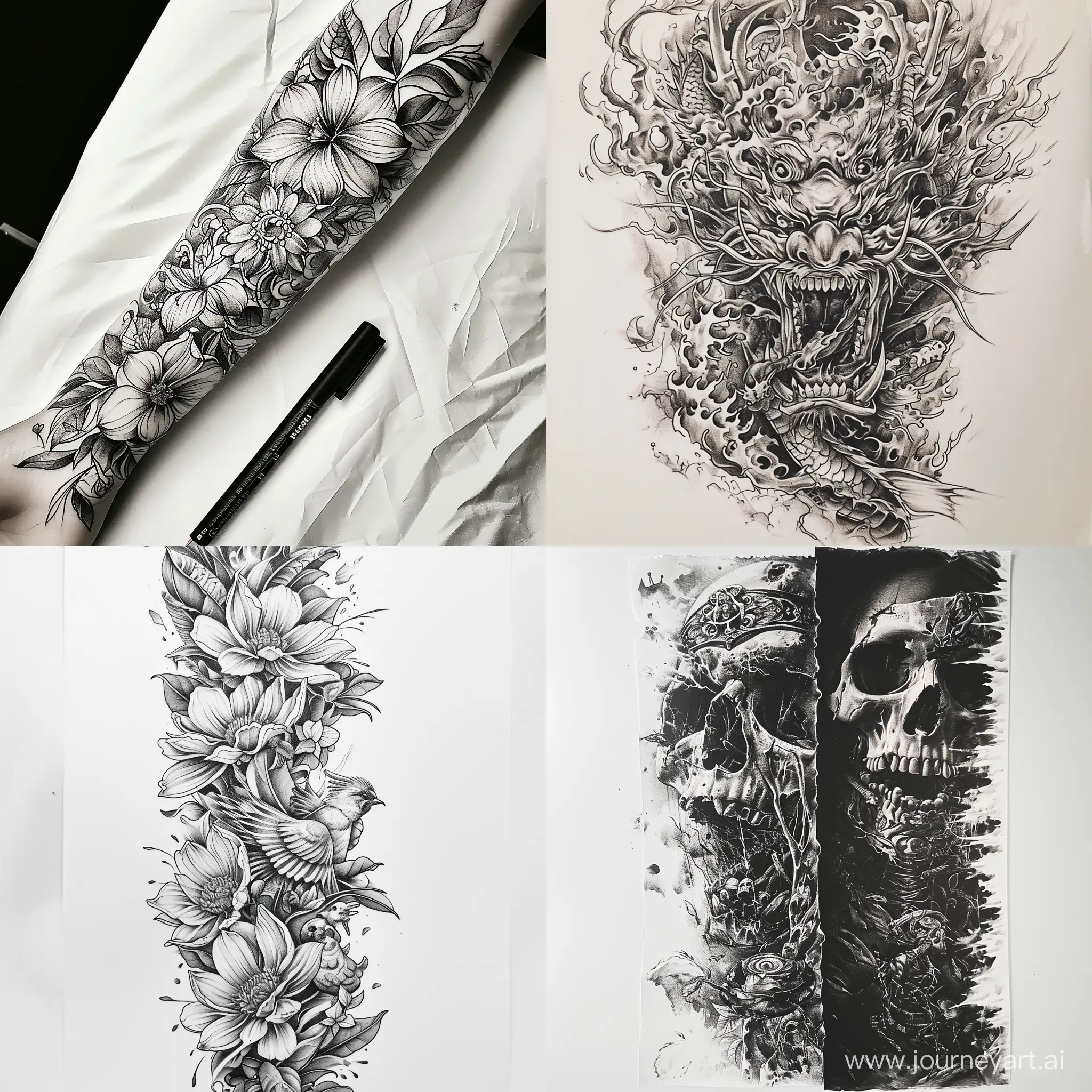 I will draw custom tattoo and full sleeve tattoo
