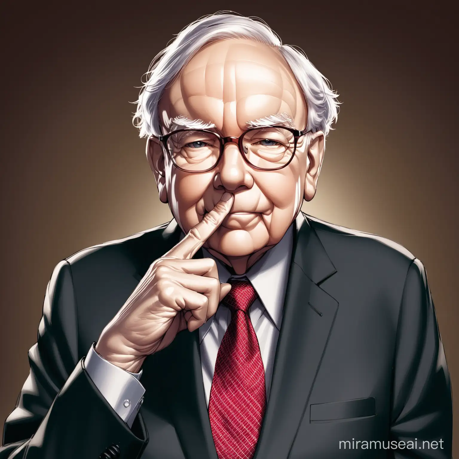 Warren Buffett Contemplating Gesture