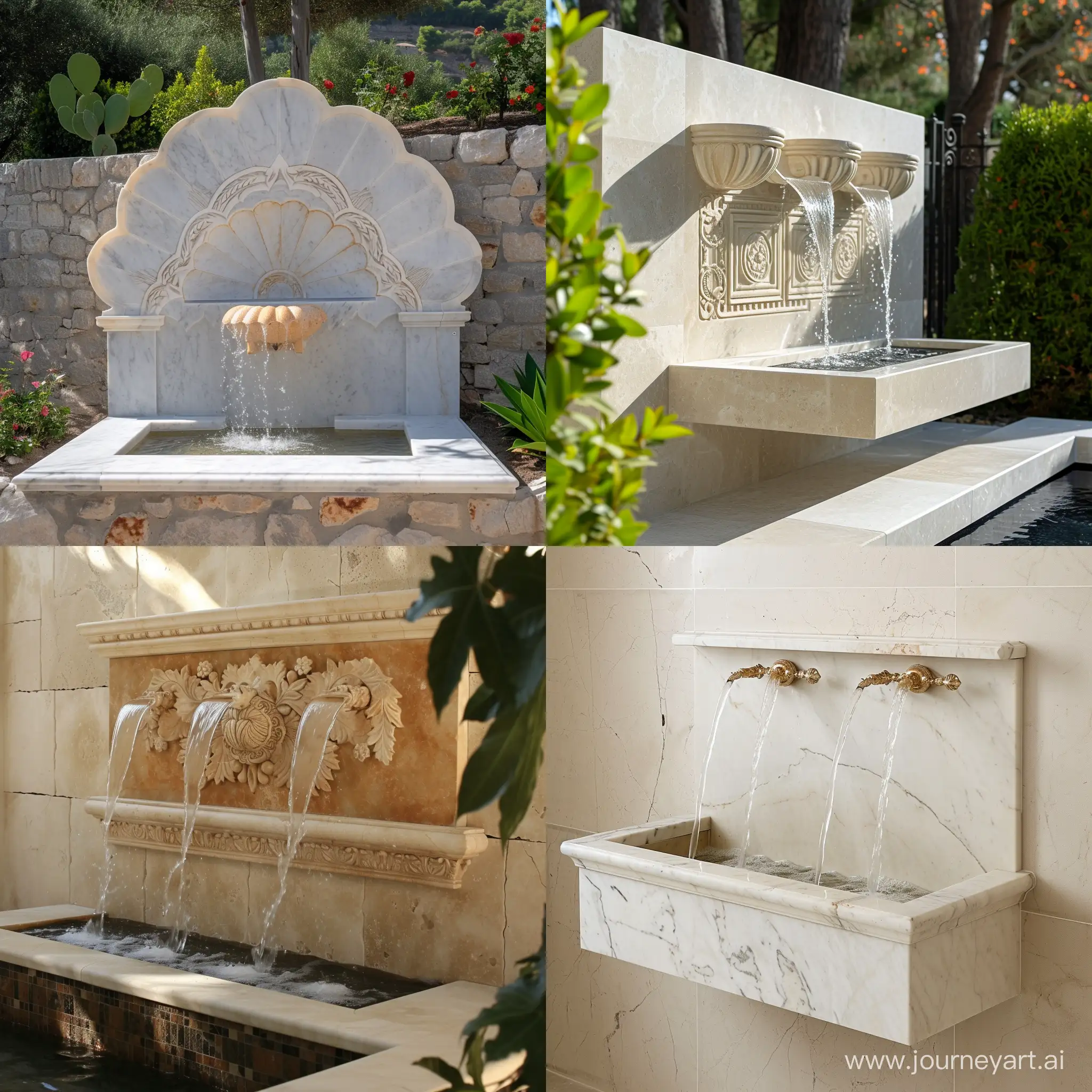 Elegant-Veronoi-Wall-Fountain-in-Luxurious-Marble-Setting