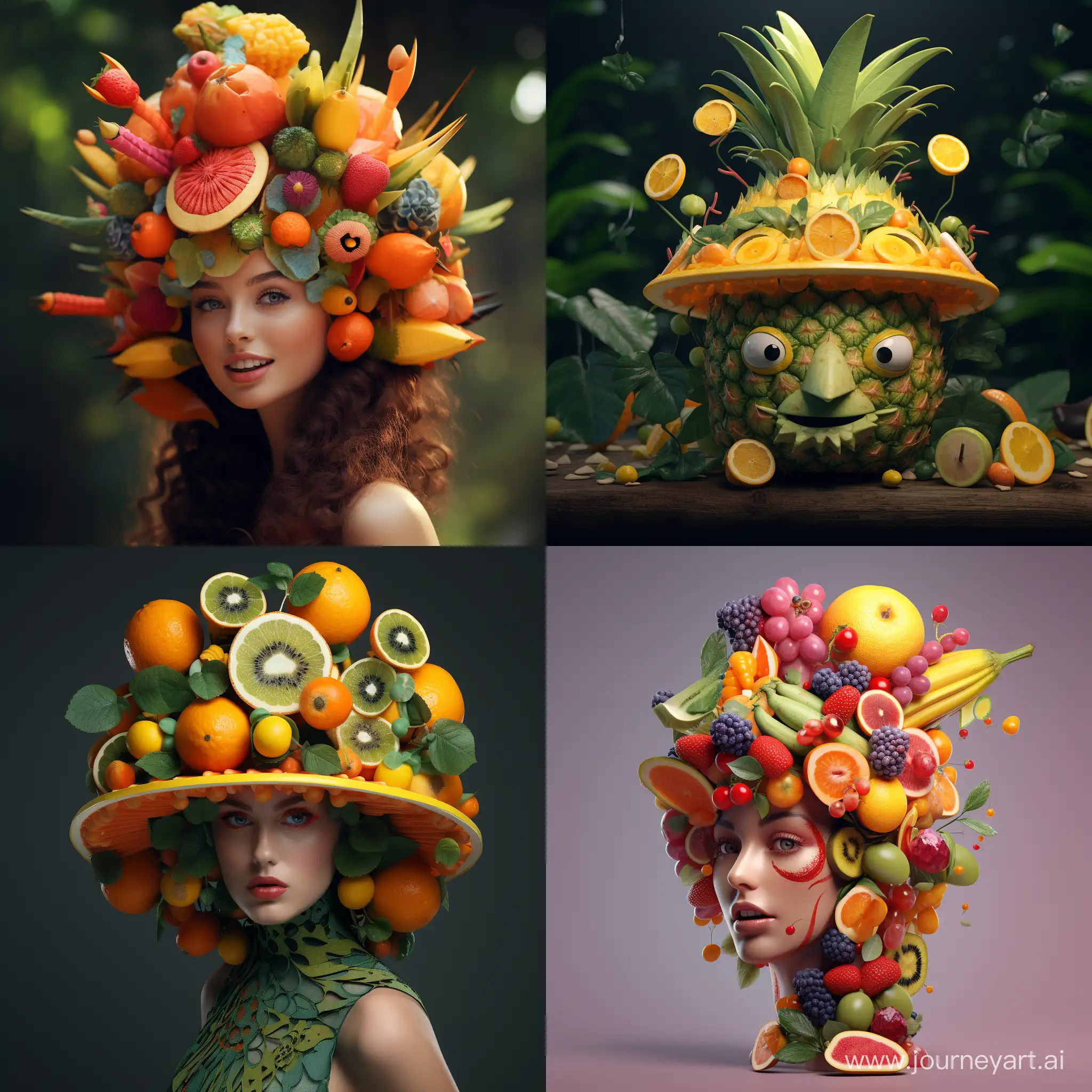 A hat made of fruit :: 3D animation 