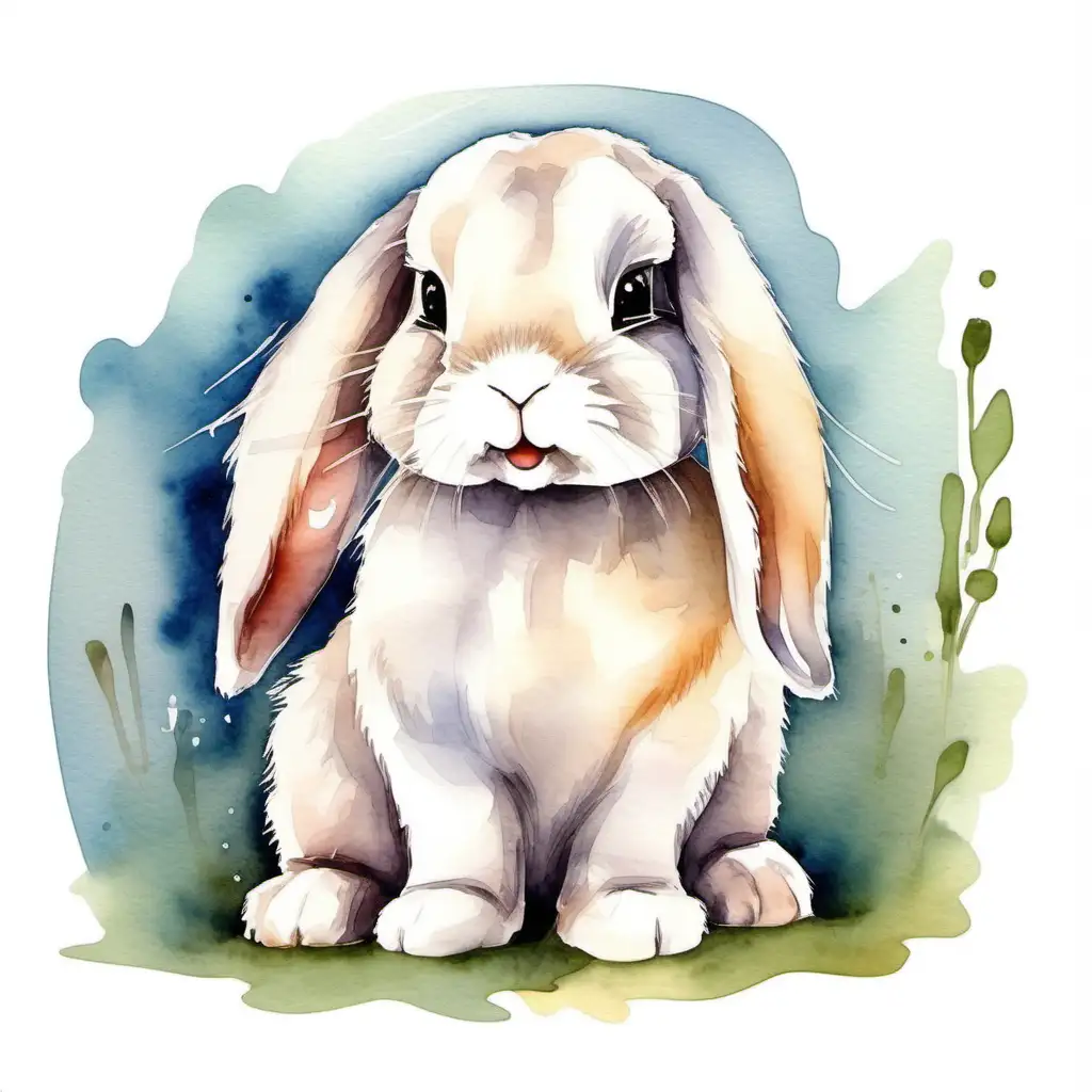 Watercolor Cute Lop Bunny
