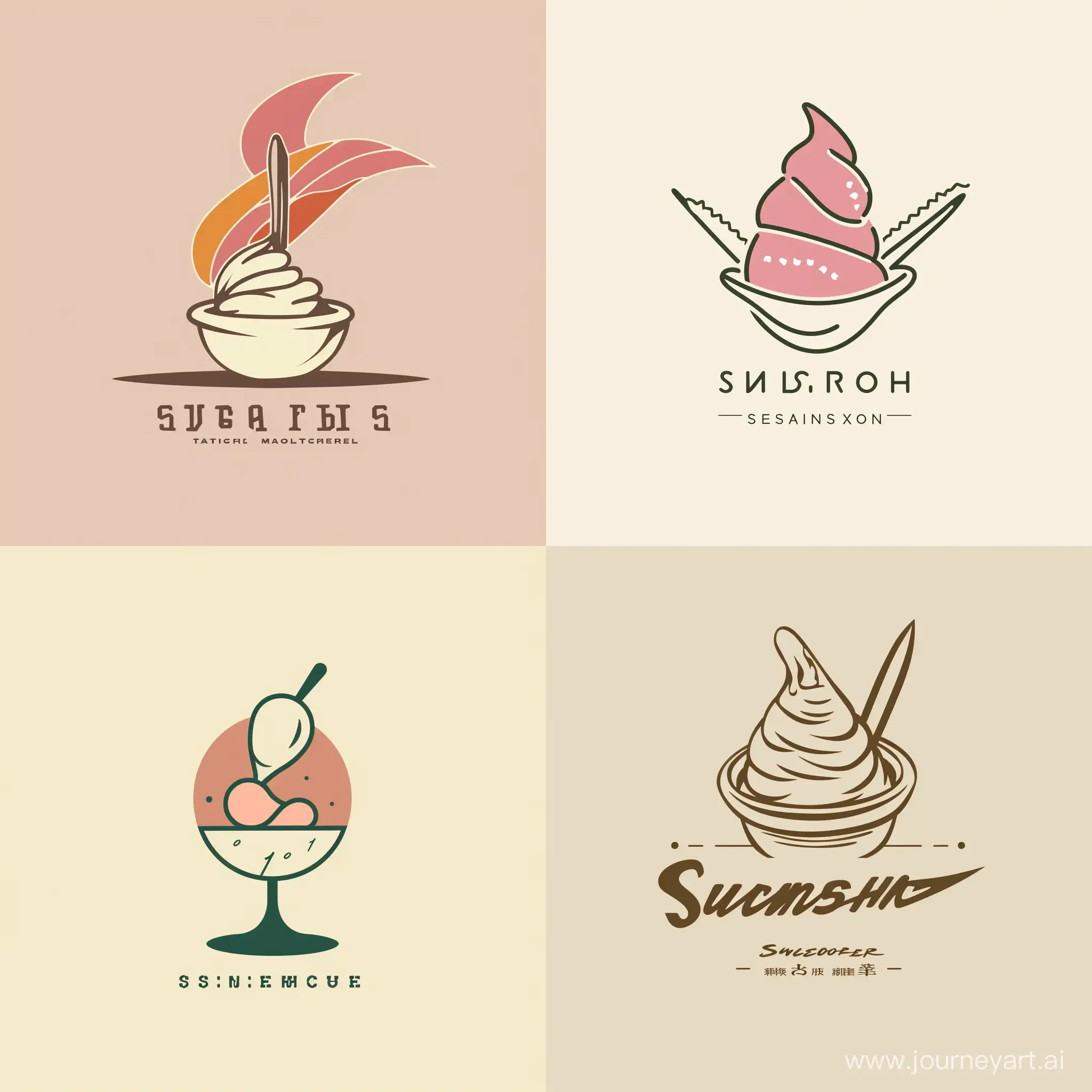 minimalist logo in retro style for a frozen yoghurt shop called Swordfish