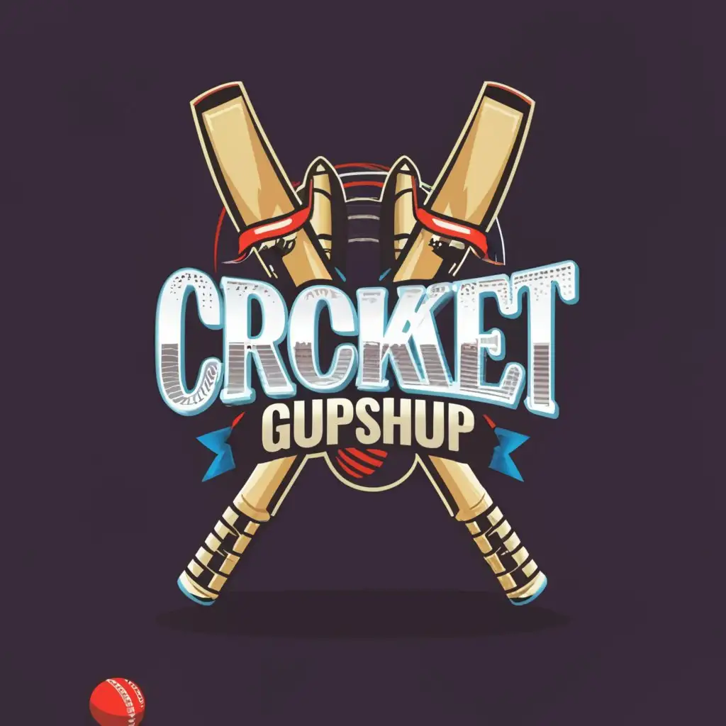 a logo design,with the text 'Cricket gupshup', main symbol:Cricket bats,Moderate,clear background