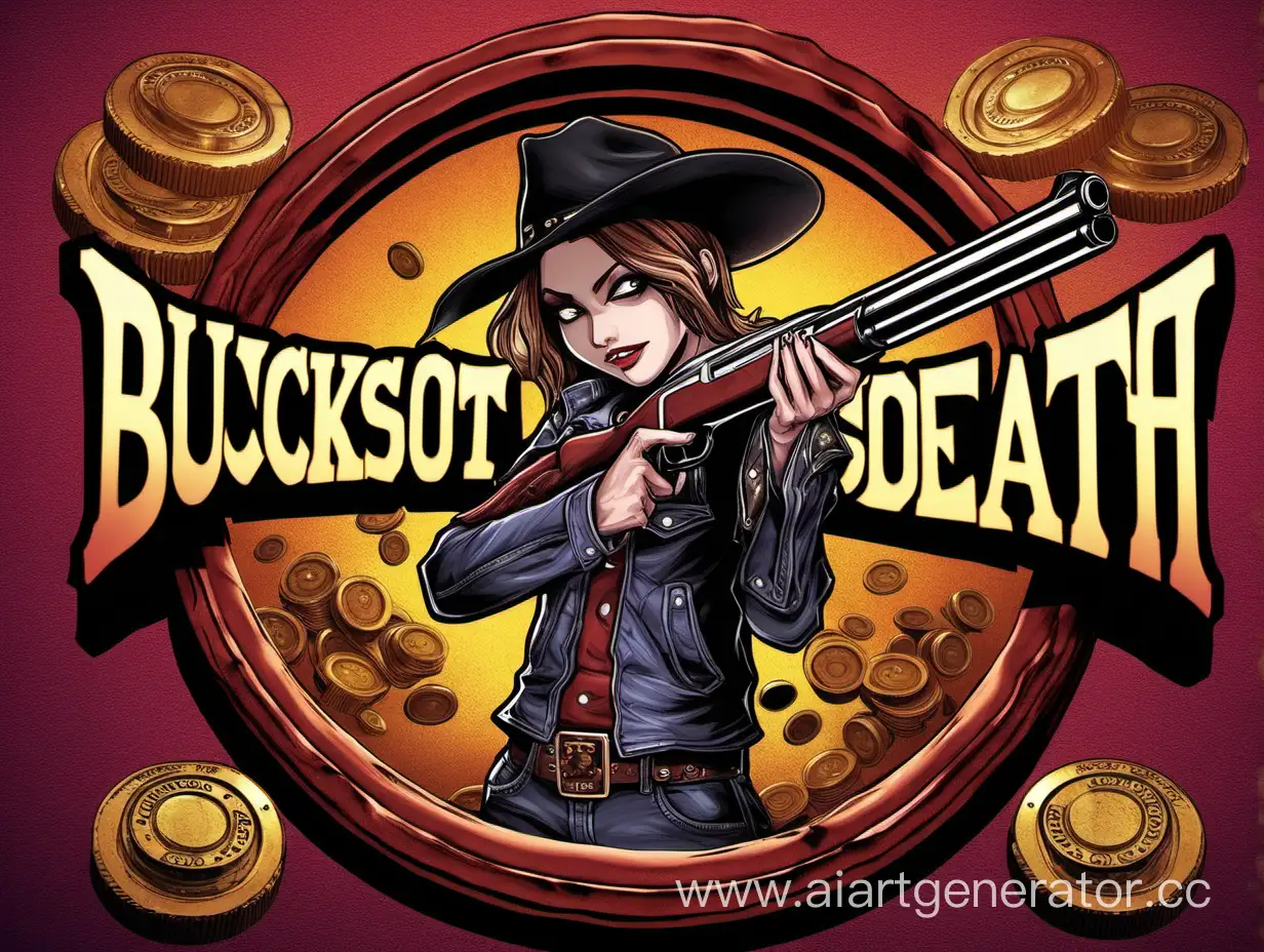обложка для видео, по игре buckshot roulette, в углу персонаж из этой игры с дробовиком, обложка красивая, с надписью "играю против смерти"