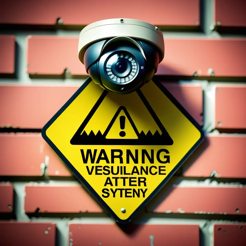 Alert "Warning" sign from Video Camera or Surveillance system