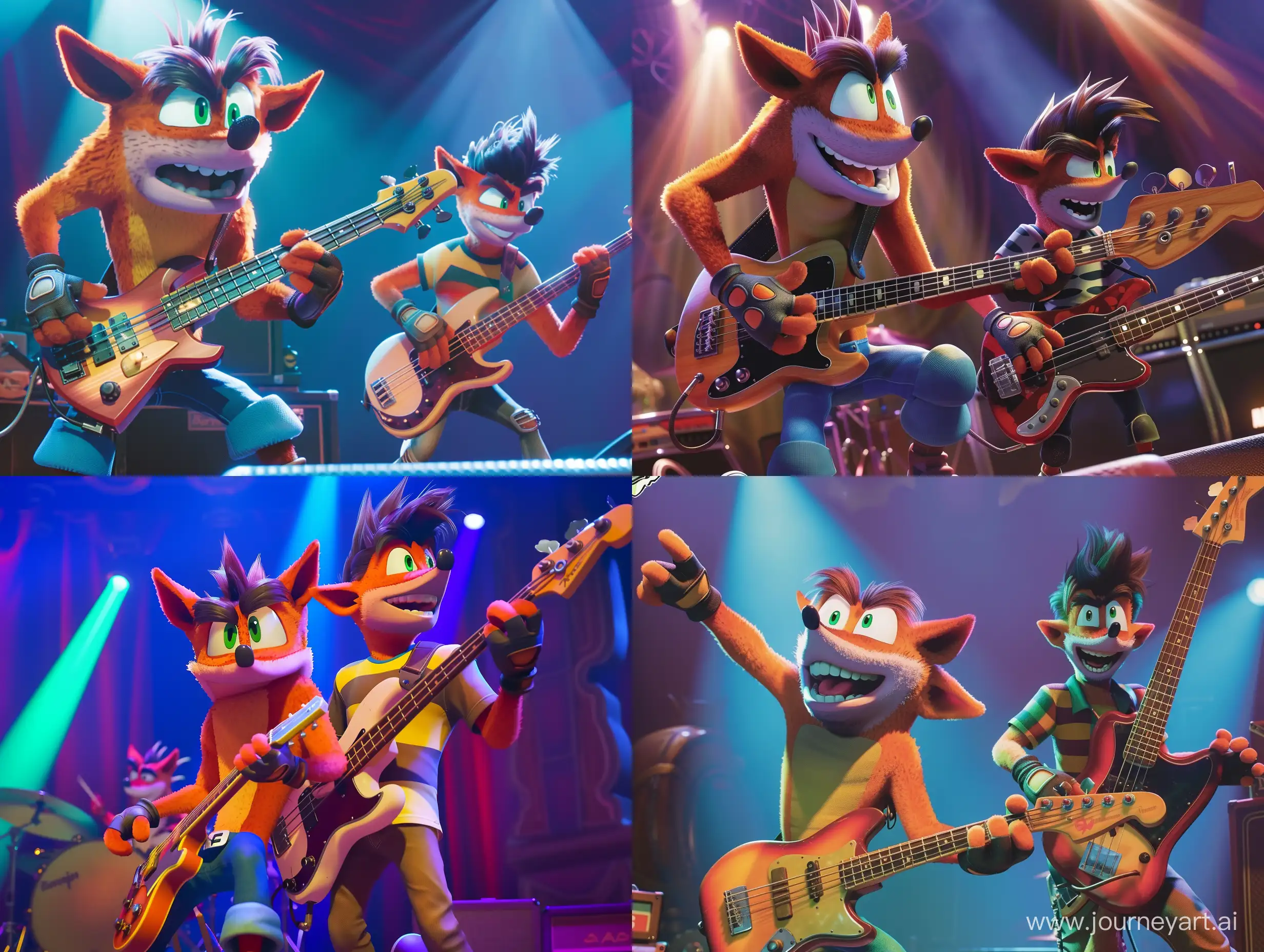 Energetic-Bandicoot-Concert-with-Crash-on-Electric-Guitar-and-Young-Bandicoot-on-Bass