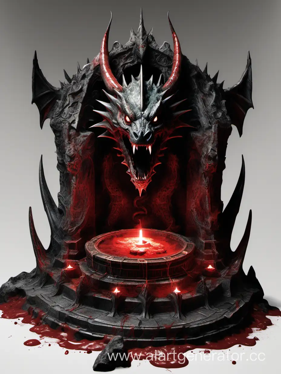 Тёмный алтарь, увенчанный зияющими челюстями дракона, и на нём лежал сам артефакт – амулет, сверкающий красной кровью.