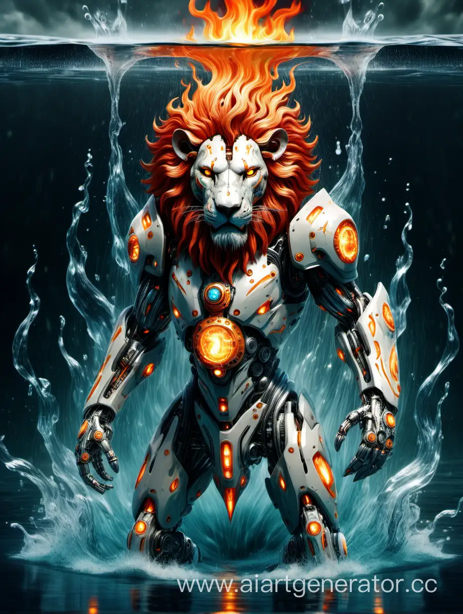 Futuristic-Cyborg-Lion-Emerges-in-Ethereal-Water-Flames