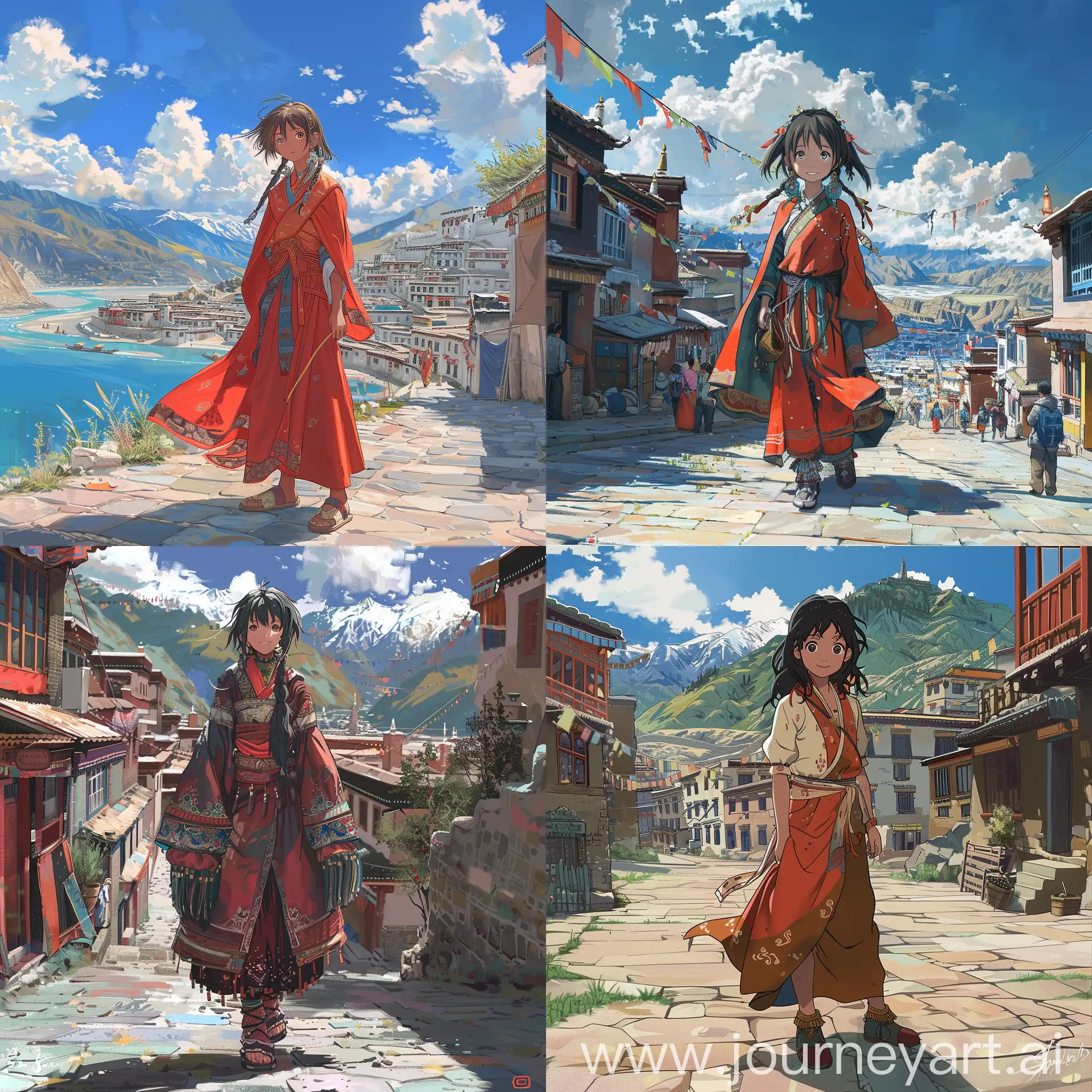 Adorable-Tibetan-Teenager-in-Coastal-City-Makoto-Shinkai-Style