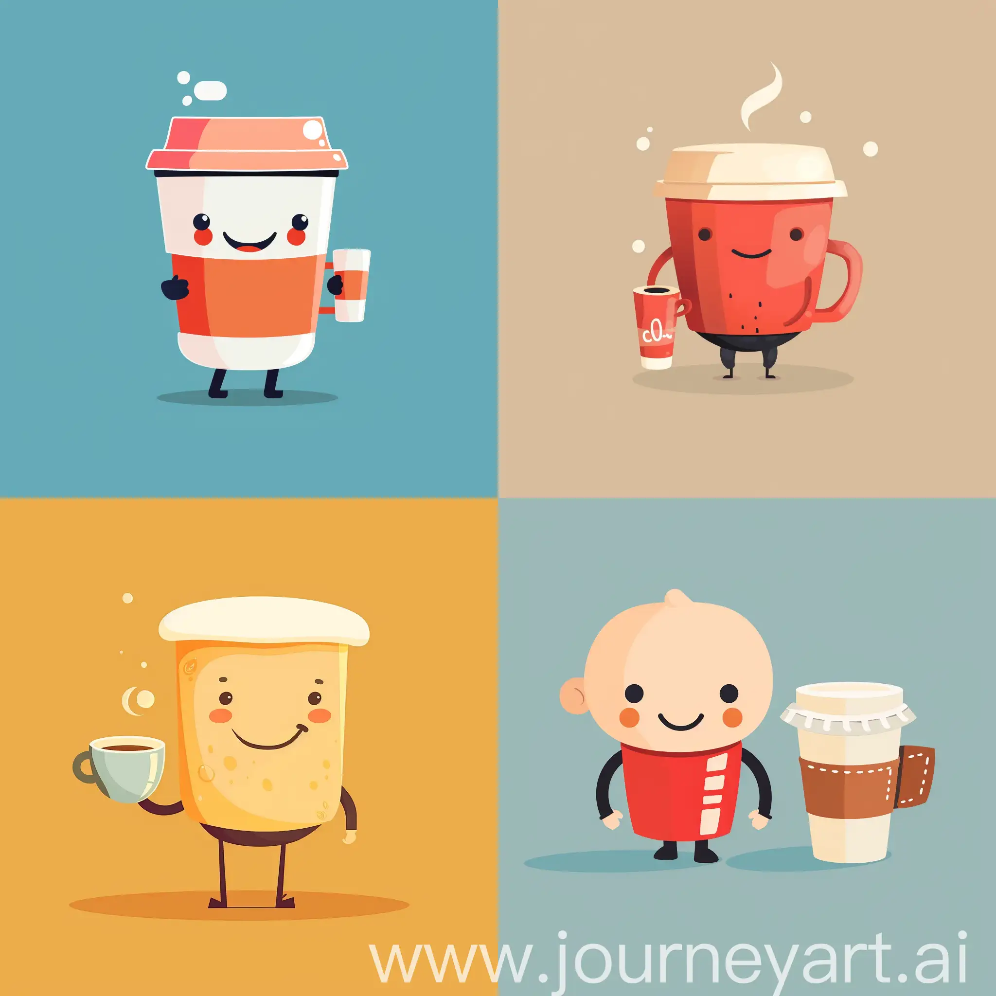Adorable-Cartoon-Character-Enjoying-Coffee-in-HighQuality-Flat-Style