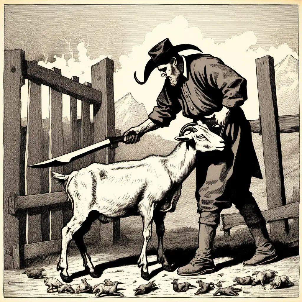 A Mormon slaughtering a goat