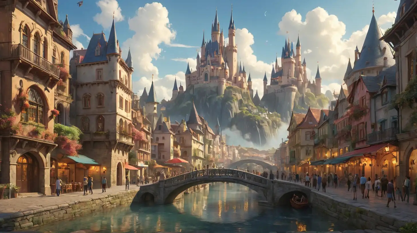 Enchanting Illustration of a Magical City at Dusk