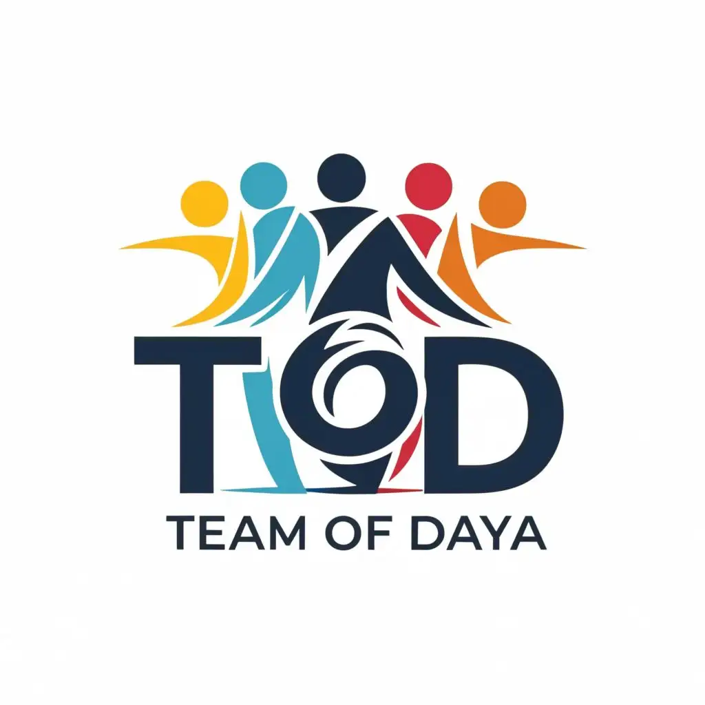 logo, GROUP OF PEOPLE, with the text "TOD TEAM OF DAYA", typography, be used in Sports Fitness industry