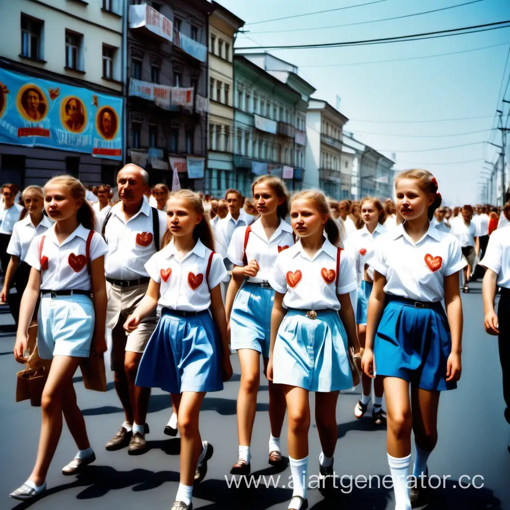 Sunny-Holiday-Scene-with-Pioneers-and-Activists-in-Soviet-District