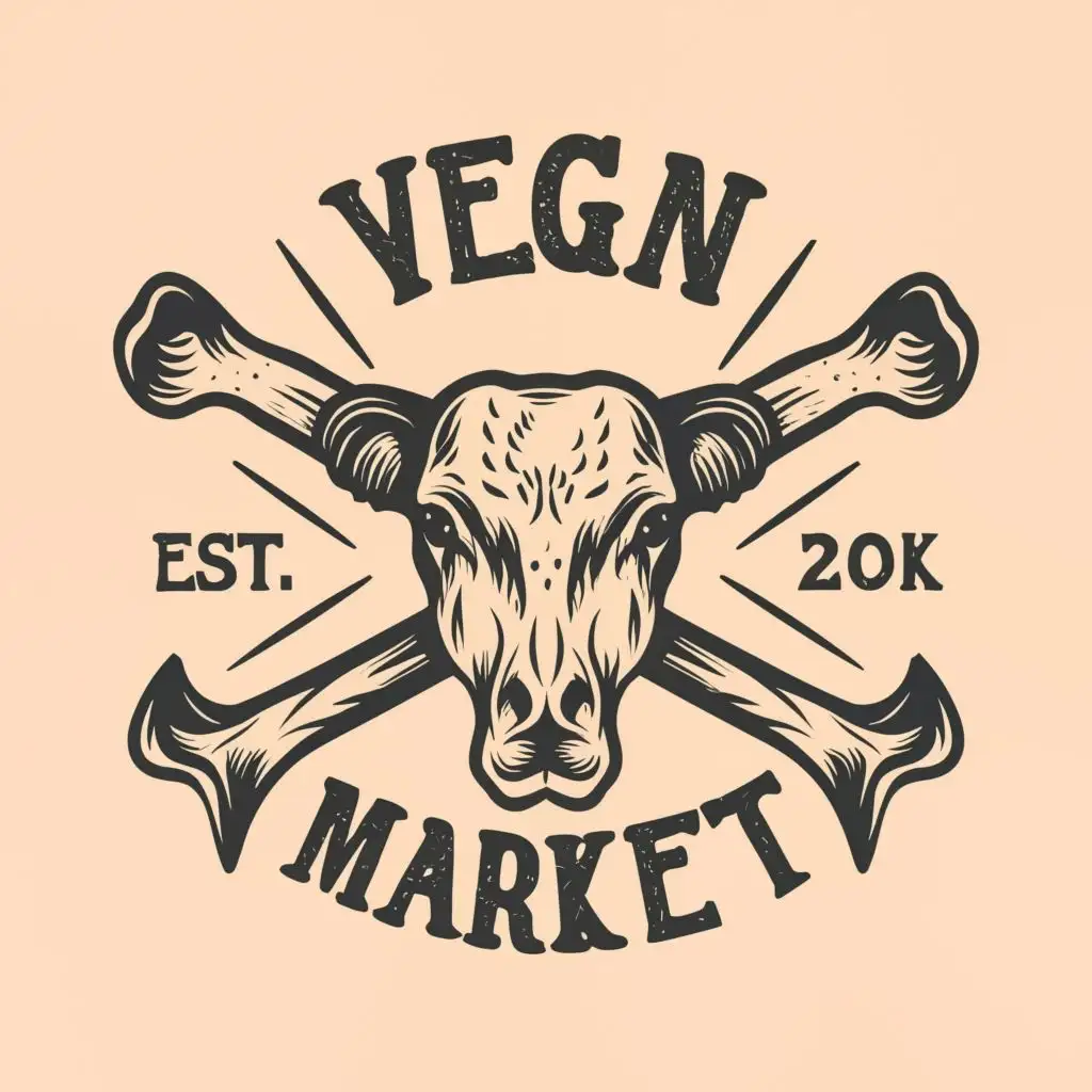 LOGO-Design-For-Vegan-Meat-Market-Ethical-Consumption-Advocacy-with-Cow-Skull-and-Cross-Bones