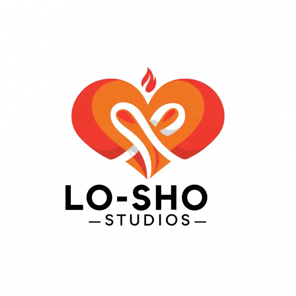 a logo design,with the text "Lo-Sho Studios", main symbol:two fiery hearts,Moderate,be used in Entertainment industry,clear background