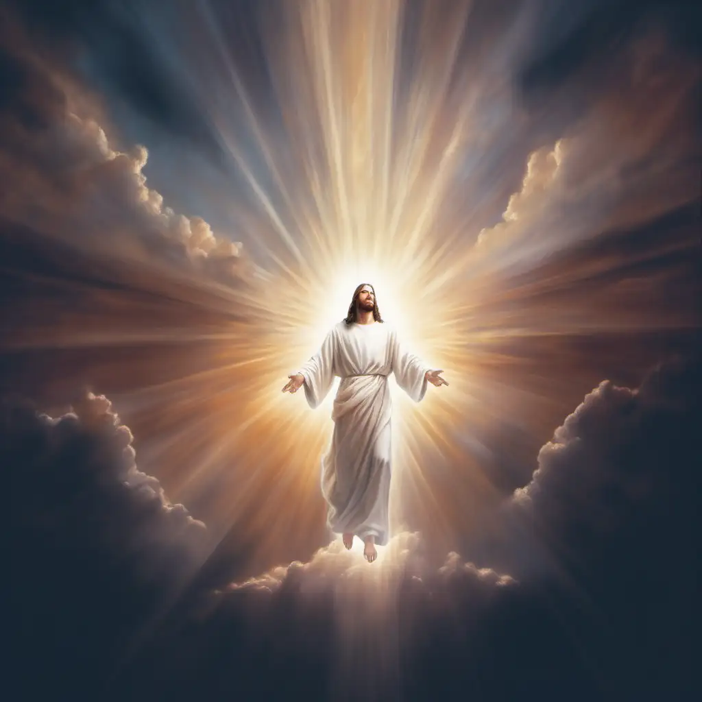 Divine Ascension Jesus Christ Rising in Radiant Light