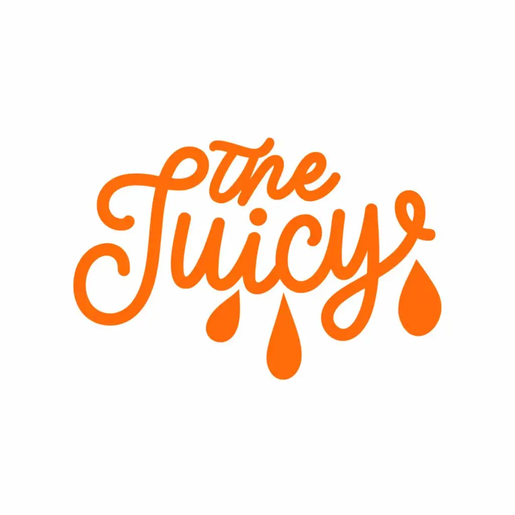 a logo design,with the text "The Juicy", main symbol:Design vibrant and tantalizing fonts for 'TheJuicy'—an intimate waterproof blanket tailored for couples and solo adventures, ensuring worry-free indulgence in messy encounters. Capture the essence of juiciness akin to a freshly bitten fruit, with elements of dripping allure. Make it sweaty! Focus solely on fonts, without incorporating graphics. Make sure all characters of THE JUICY are readable,Minimalistic,be used in Retail industry,clear background