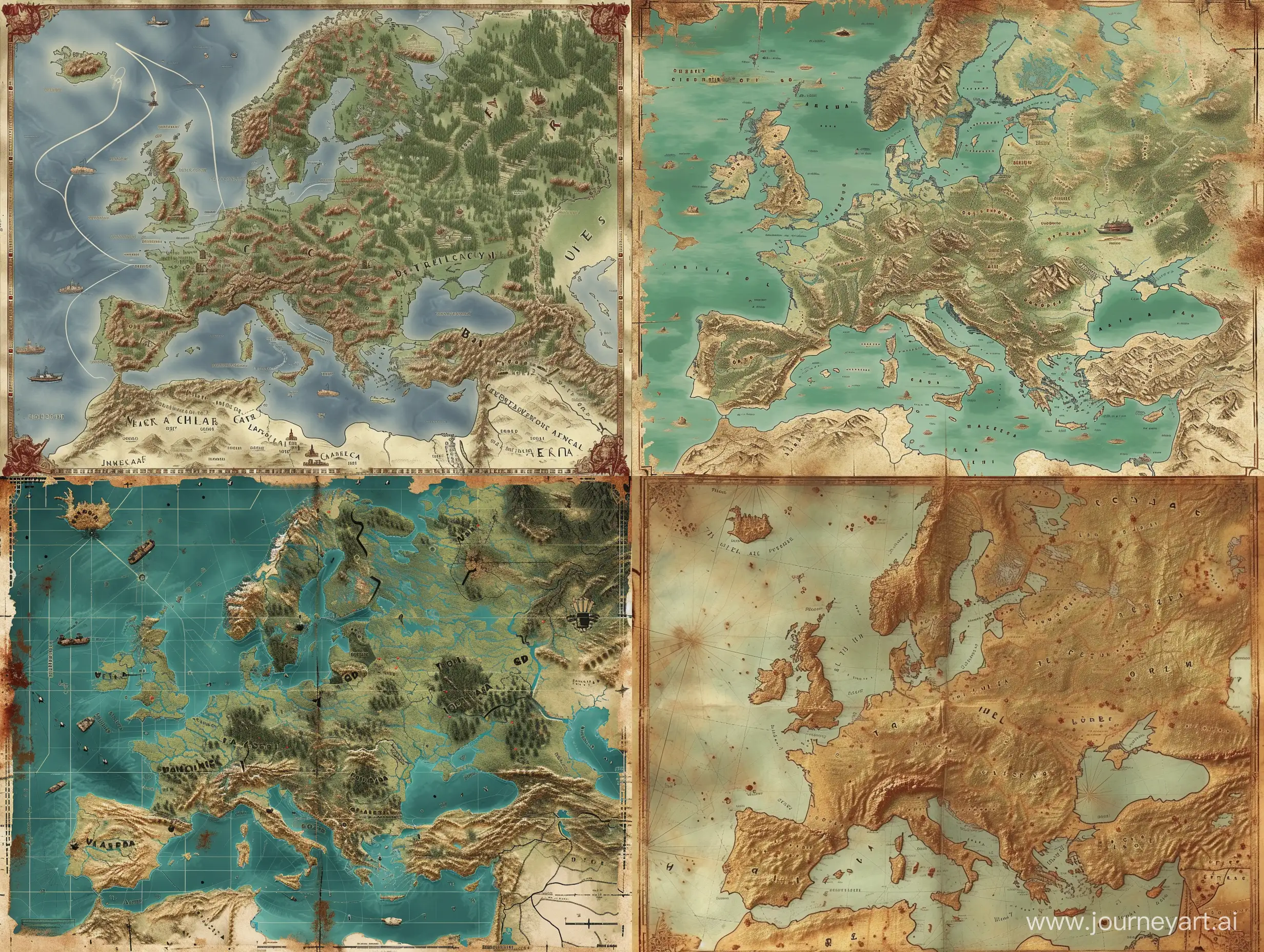 сгенирируй карту европы катороя сделана в стили пост опокалипса 