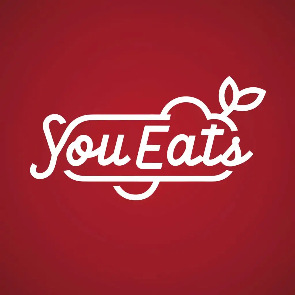 logo, "You Eats" written in the middle of a red vegetable pima horizontally on a red background, with the text "You Eats", typography