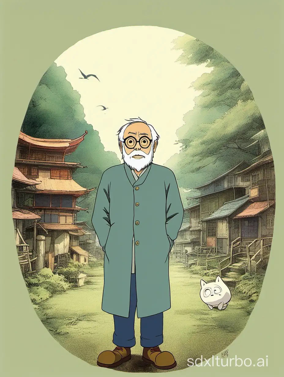 Hayao Miyazaki style,minimalism,