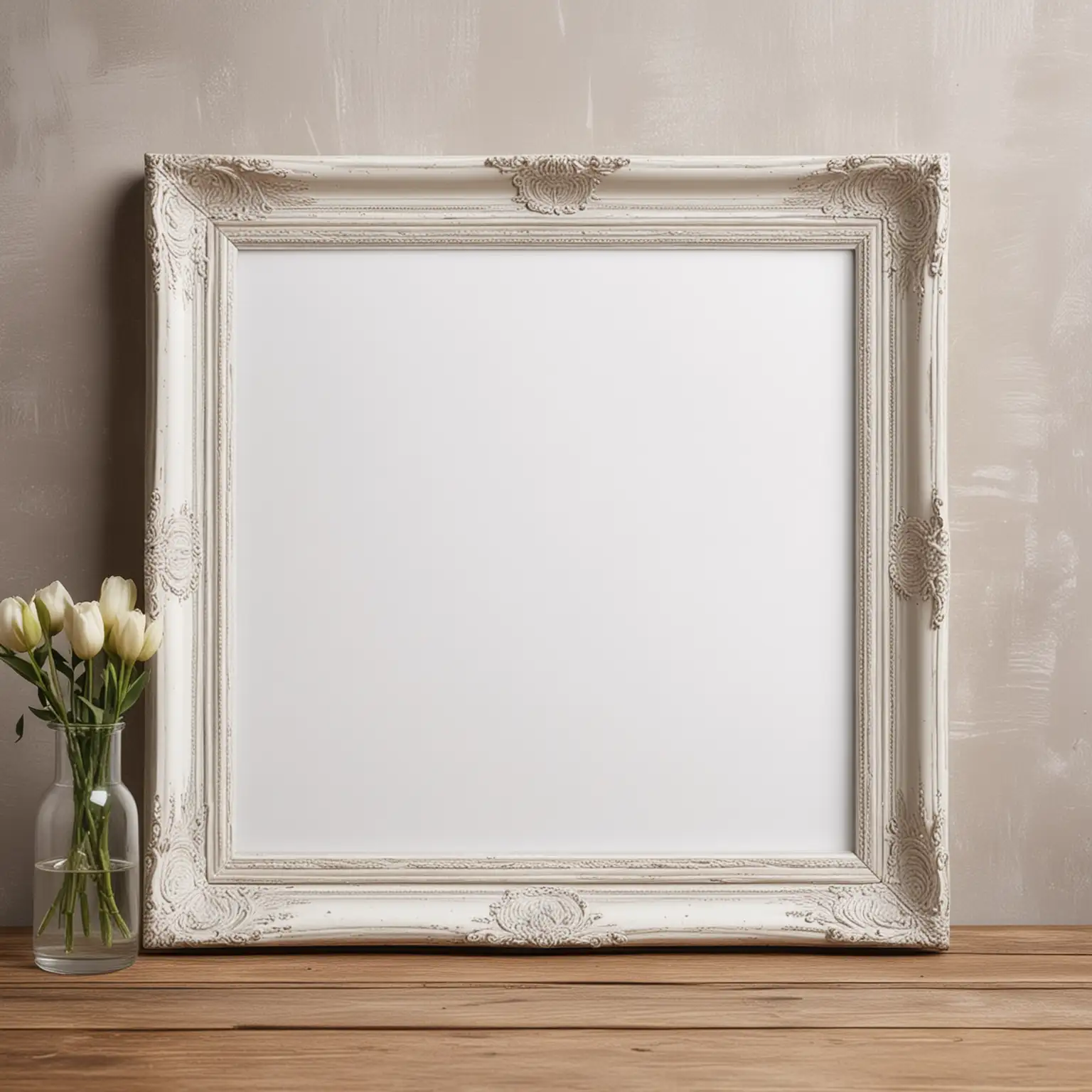 Artistic Vintage Picture Frame with Pristine Blank Canvas