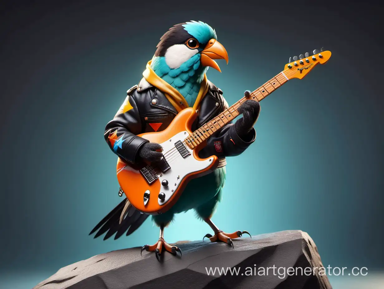 Rockstar-Bird-Playing-Electric-Guitar-on-a-Rocky-Stage