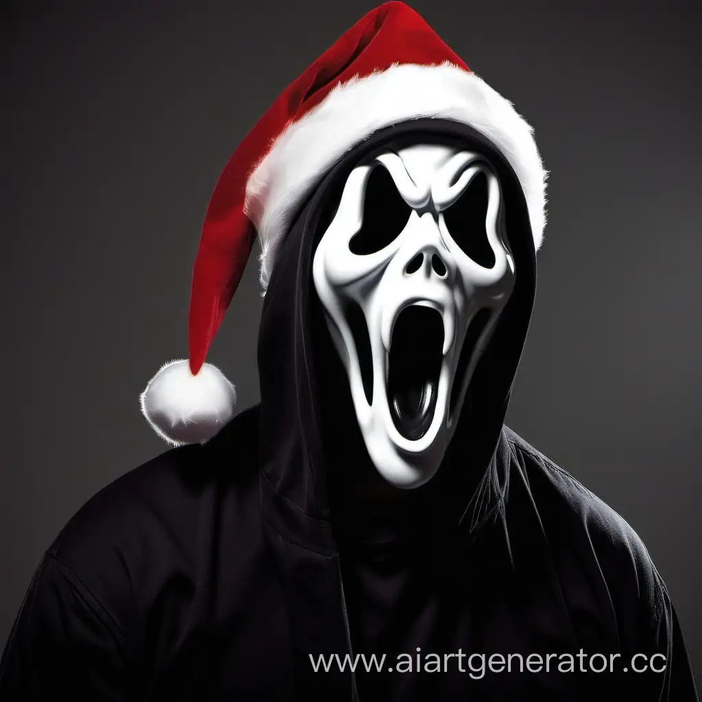 ghostface scream in christmas hat