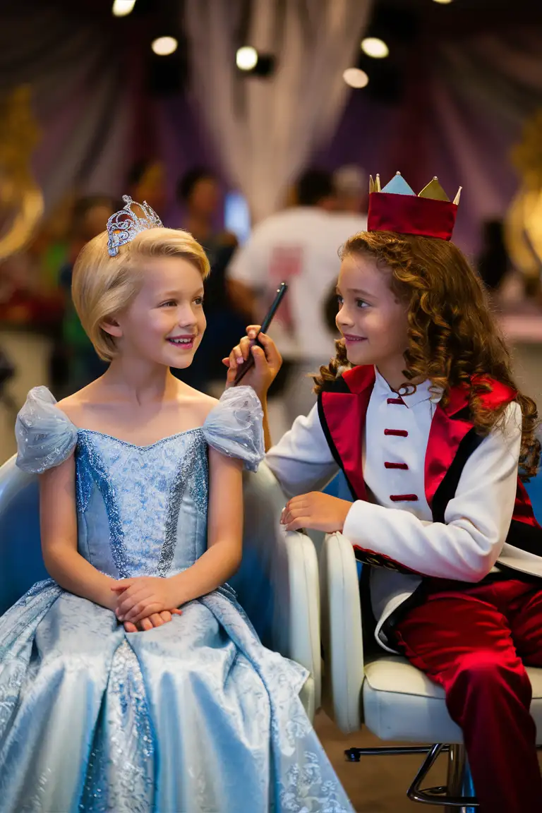 Adorable-Siblings-at-Disneyland-Boutique-Prince-and-Princess-Makeover