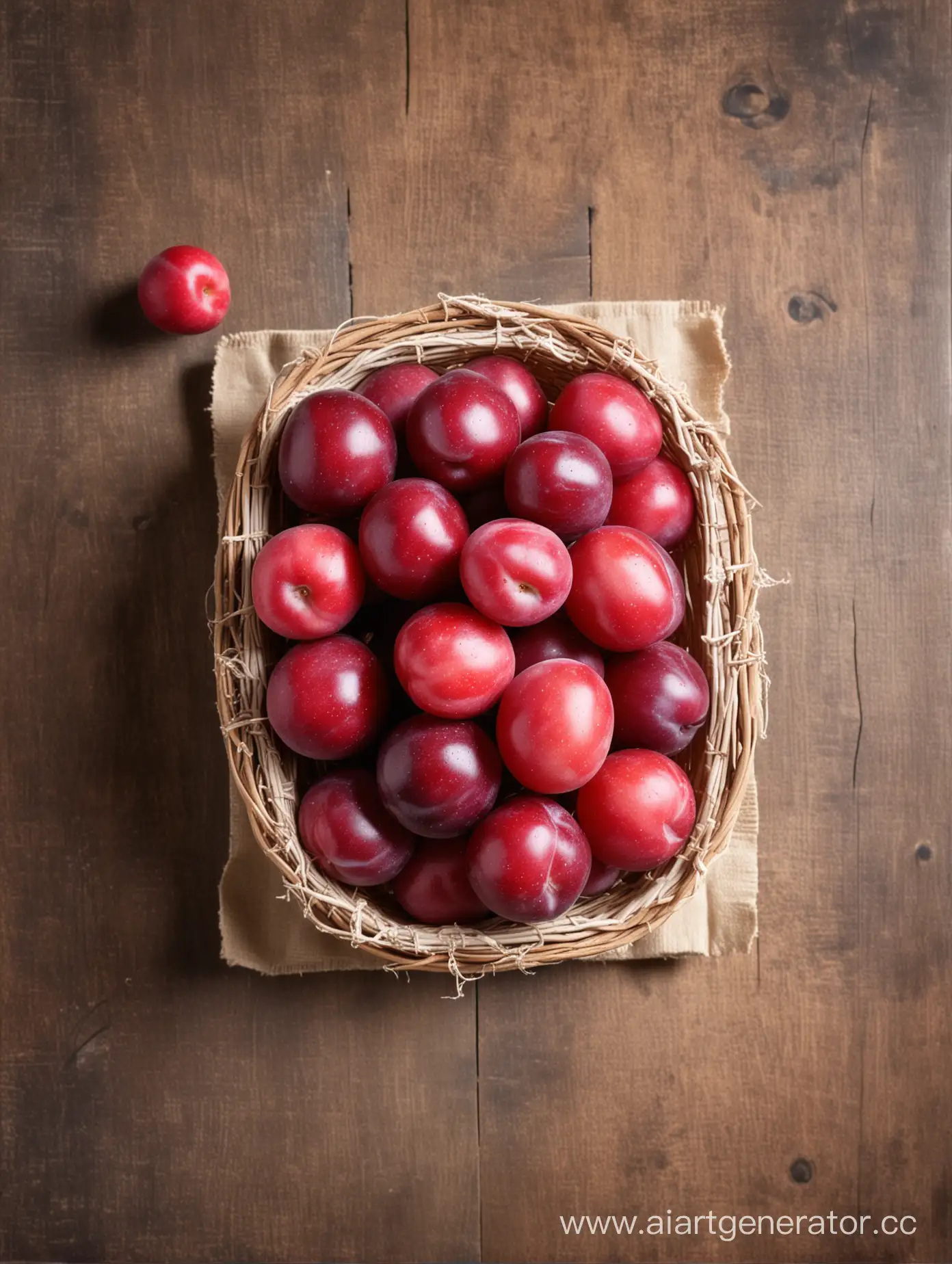 Vibrant-Red-and-Pink-Plums-Fresh-Fruit-Arrangement-in-a-Rustic-Setting