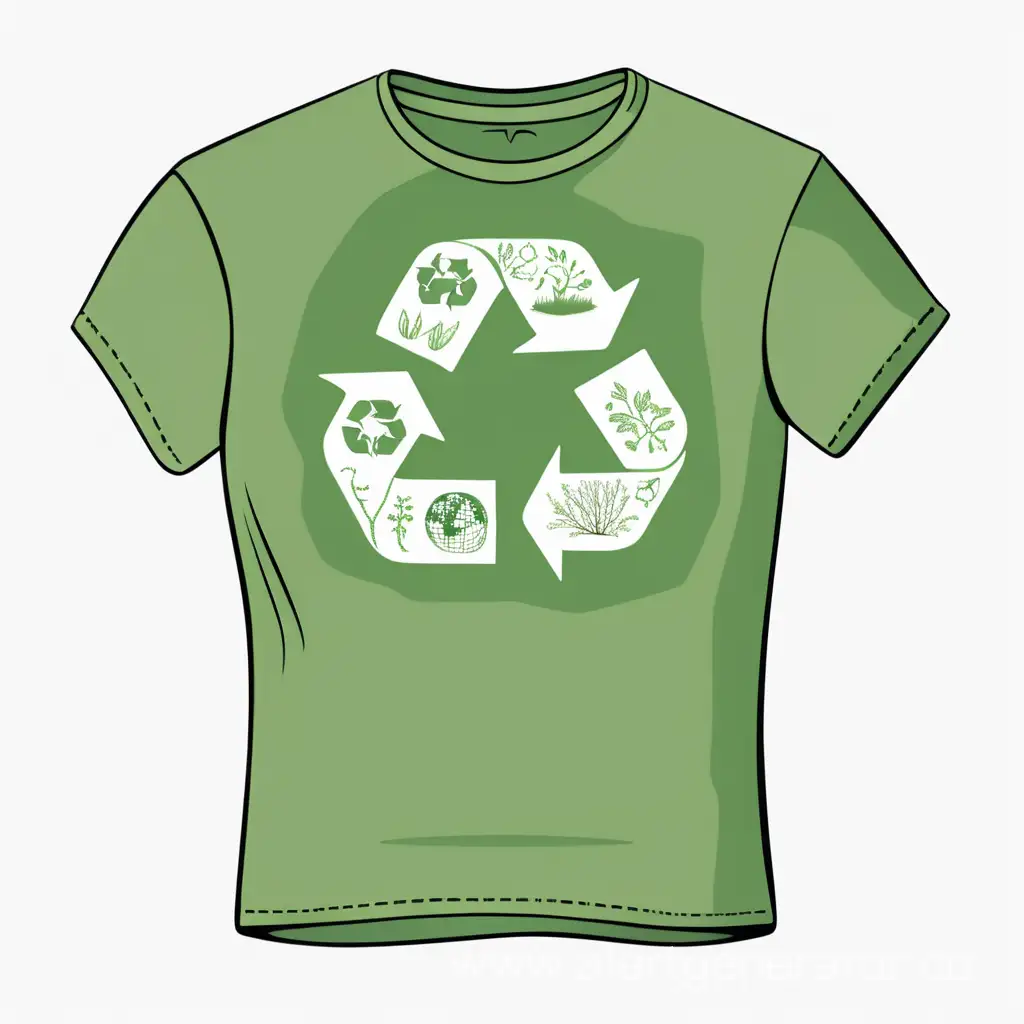 Ecologythemed-Recycled-TShirt-on-White-Background-Vector