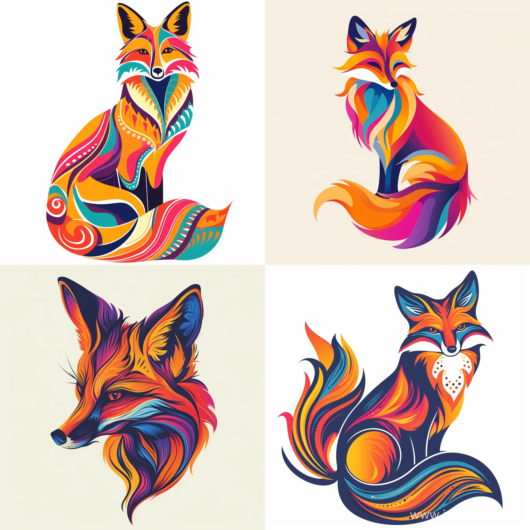 Vibrant-Boho-Fox-Artistic-Logo-with-Colorful-Palette