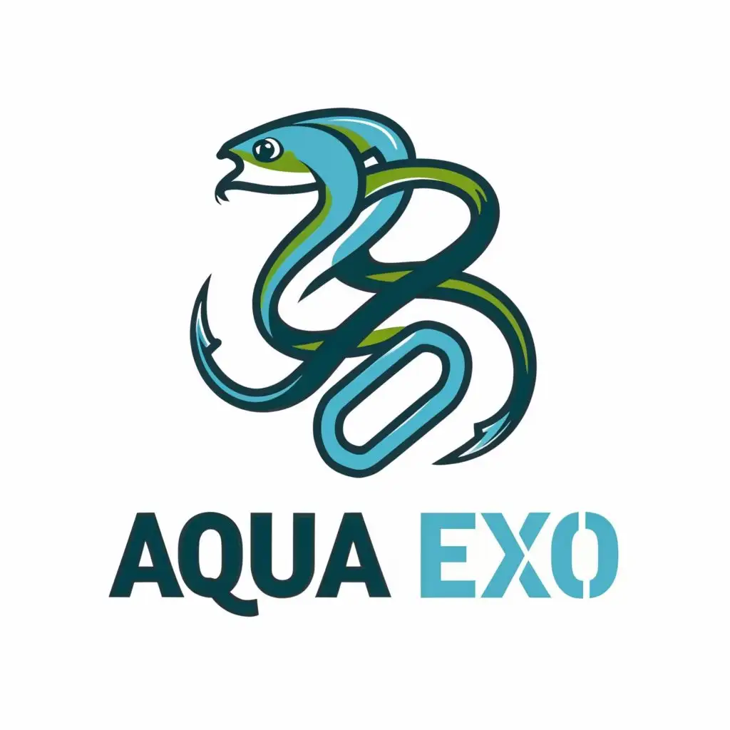 logo, Fish snake, with the text "AQUA EXO", typography, be used in Animals Pets industry