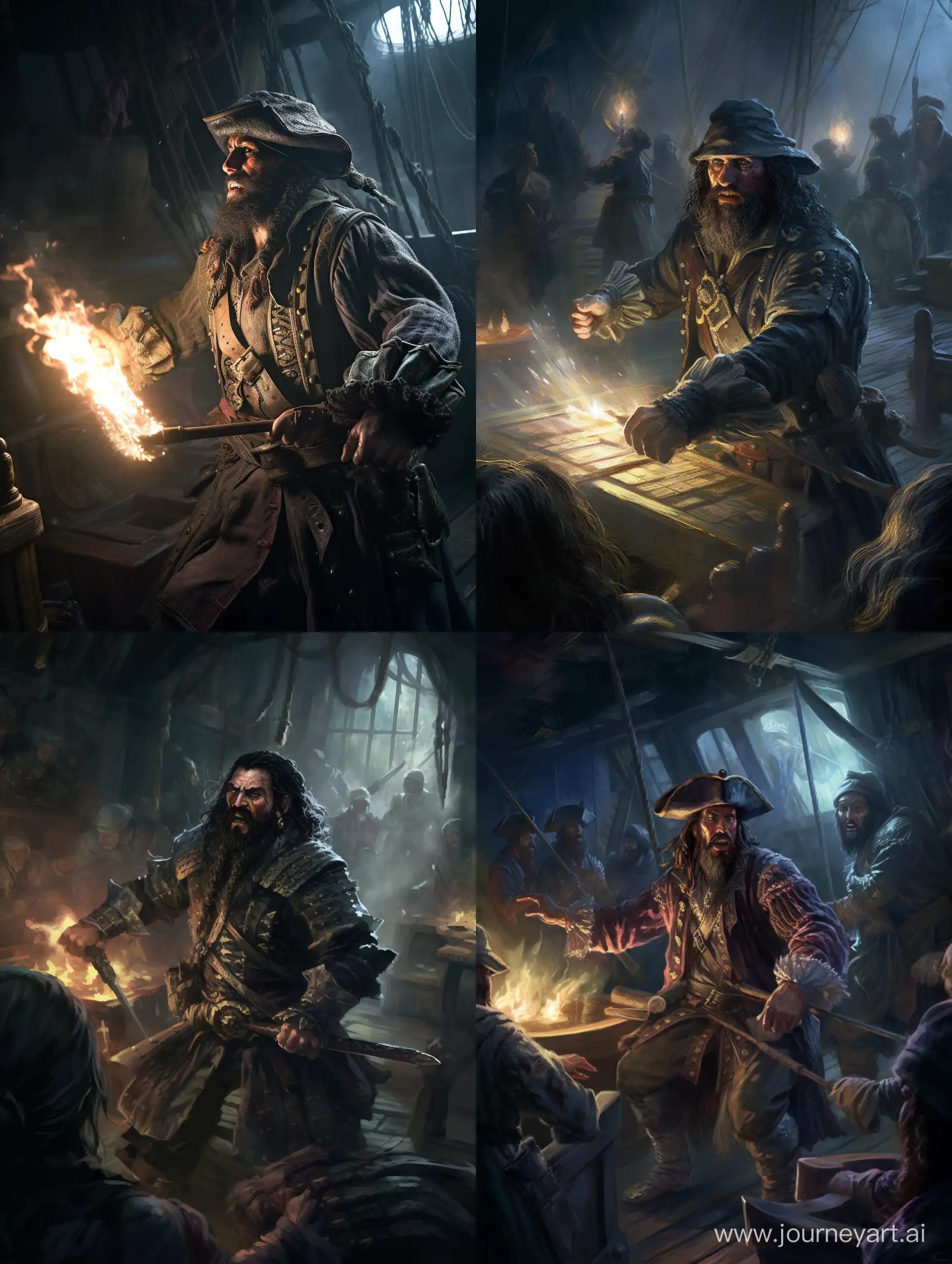 Blackbeards-Daring-Moment-Igniting-the-Battle-with-Flaming-Beard