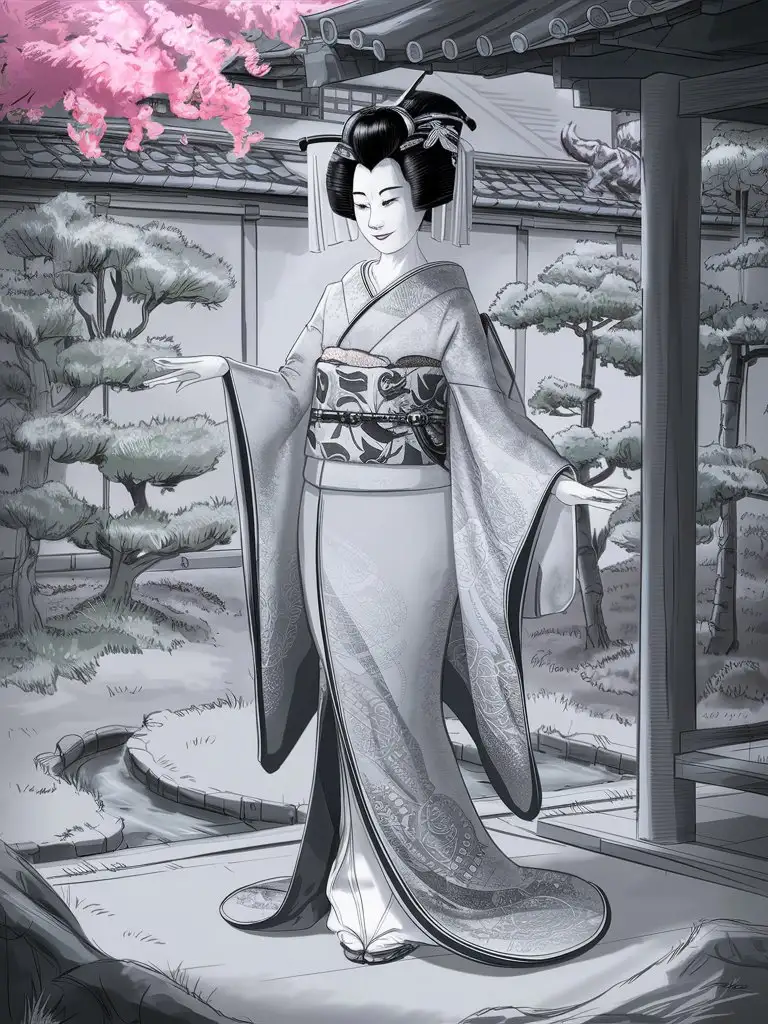 Traditional Geisha Performing Japanese Tea Ceremony