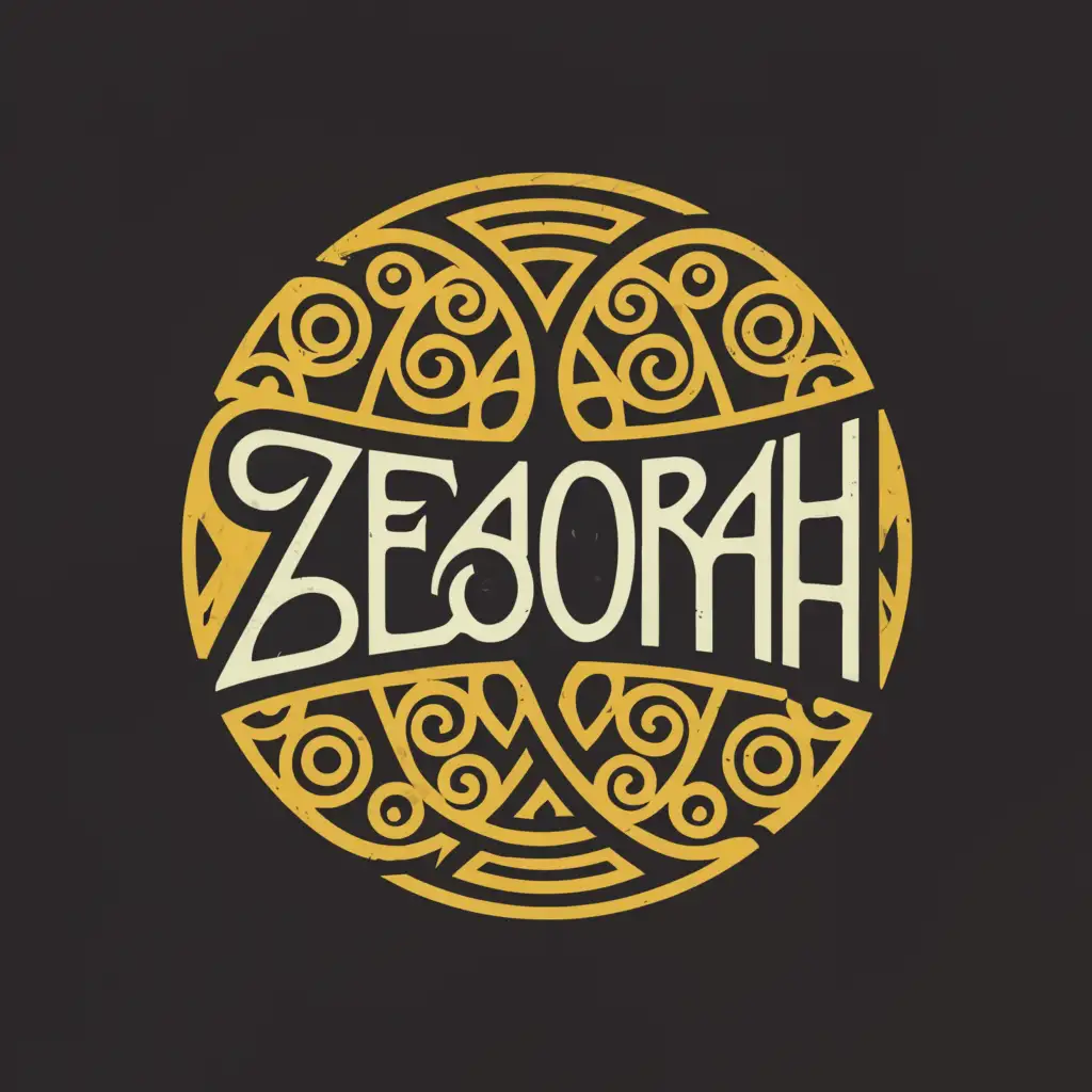 a logo design,with the text Zeaorah, main symbol:Polynesian maori tribal swirl tattoo design in a circle with Zeaorah in the middle,complex,clear white background