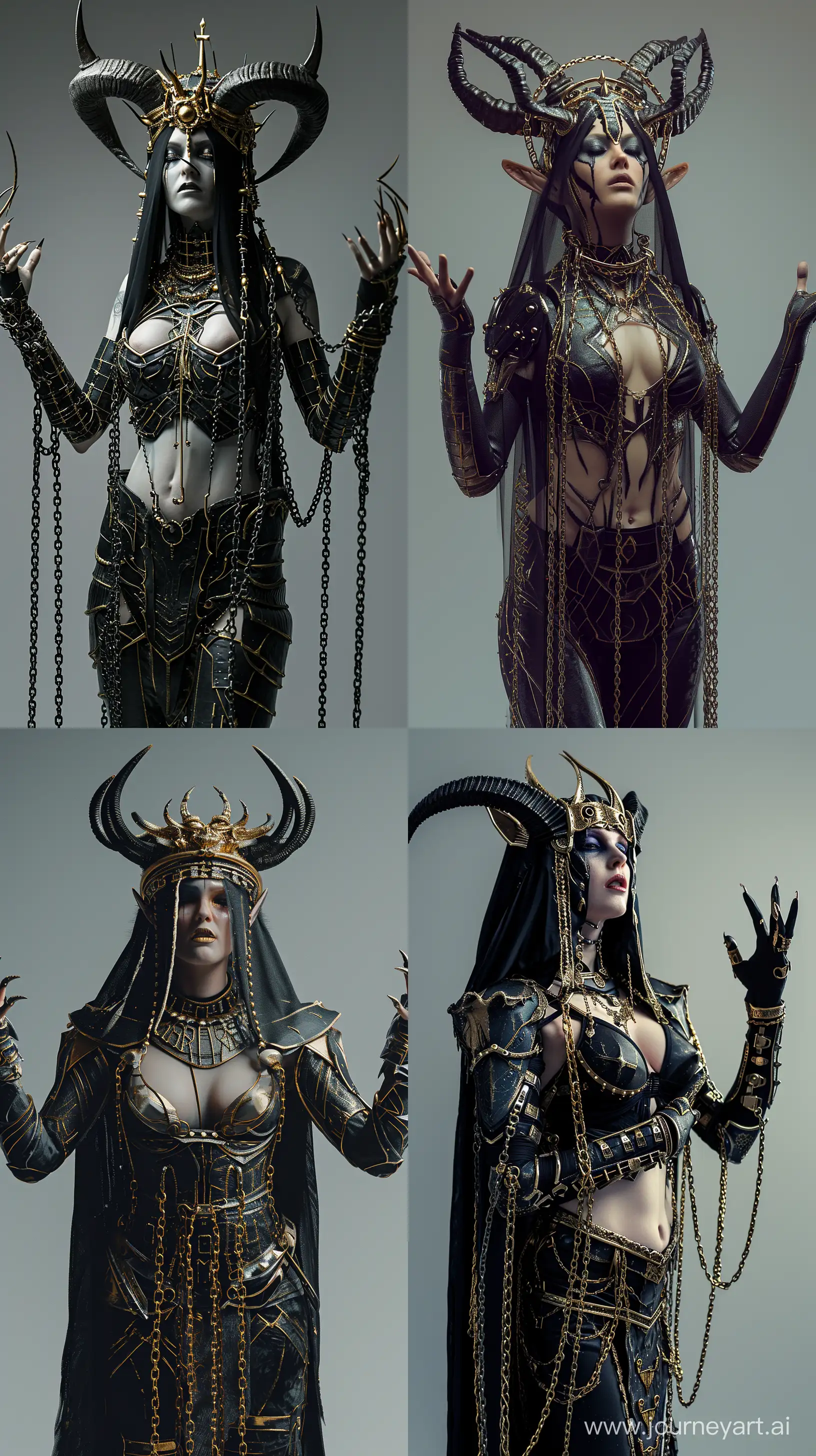 Mythical-Elf-Queen-in-Majestic-Black-and-Gold-SciFi-Armor