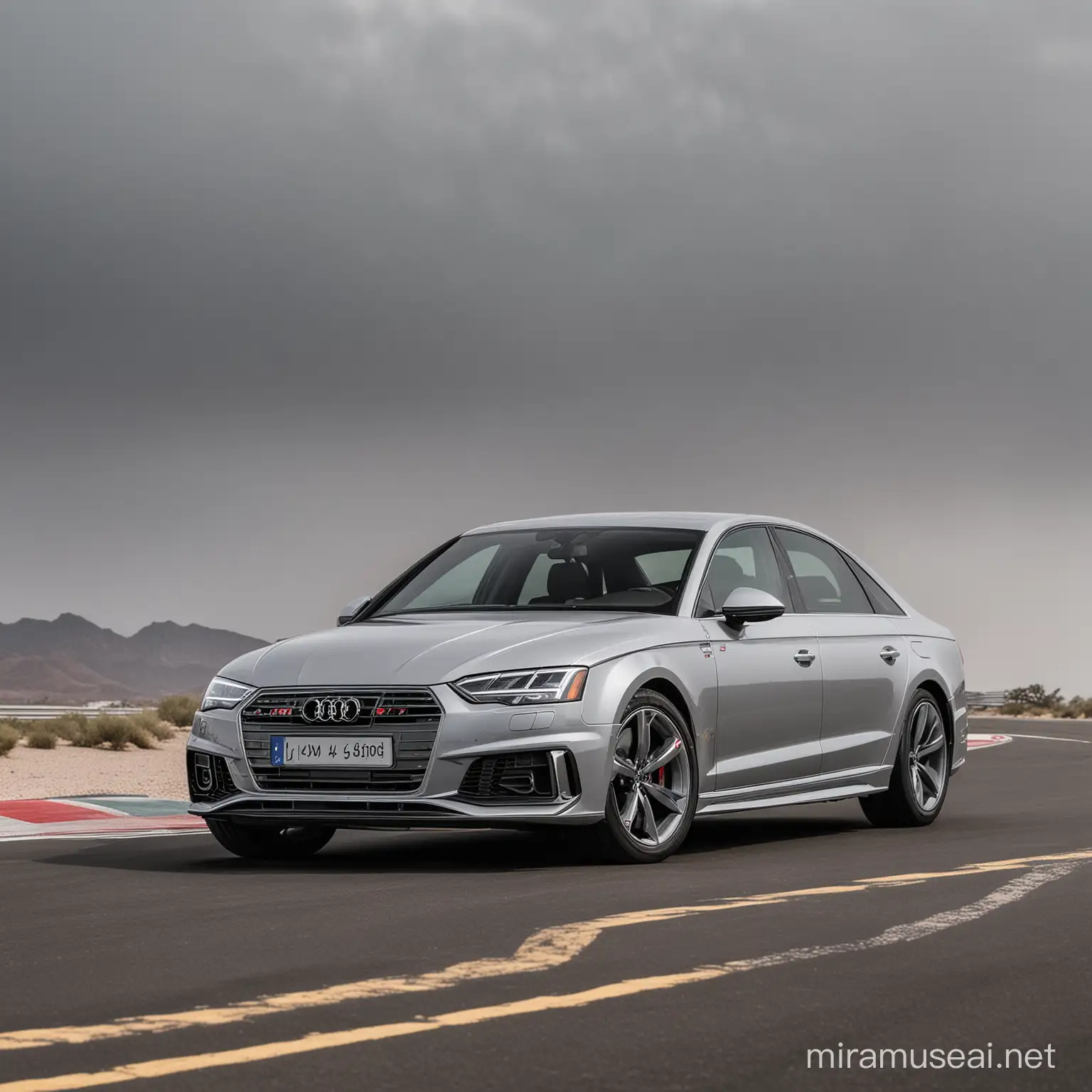 2019 Silver Audi S4 Racing with Red Smoke and Underglow