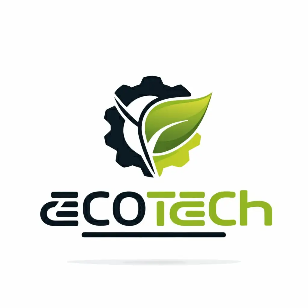 a logo design,with the text "eco tech", main symbol:A logo
combining a leaf and a gear,
representing the company's focus
on sustainable technology and
environmental solutions.
,Minimalistic,clear background