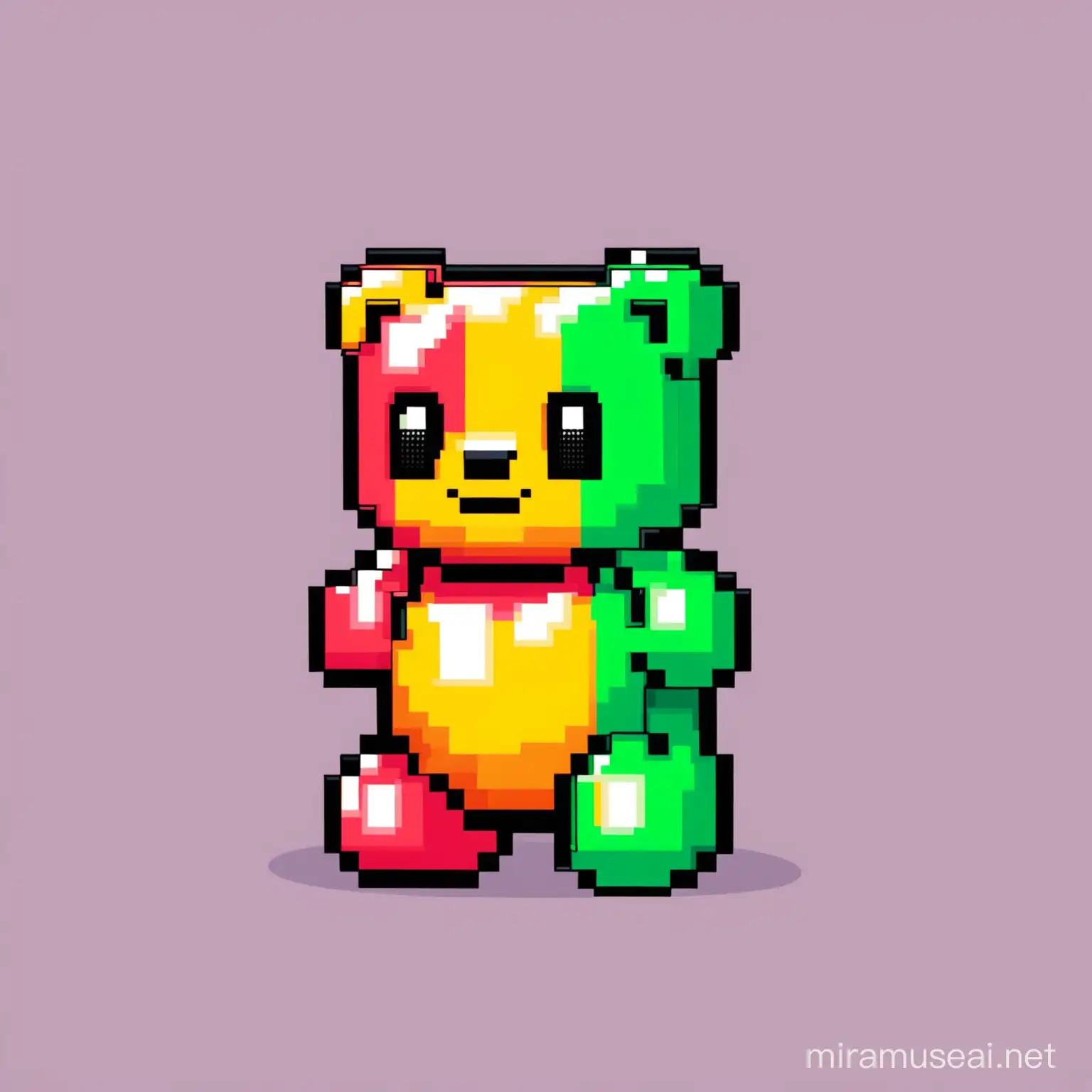 Cute 8Bit solo gummy bear Mascot for Crypto Meme Token random colors