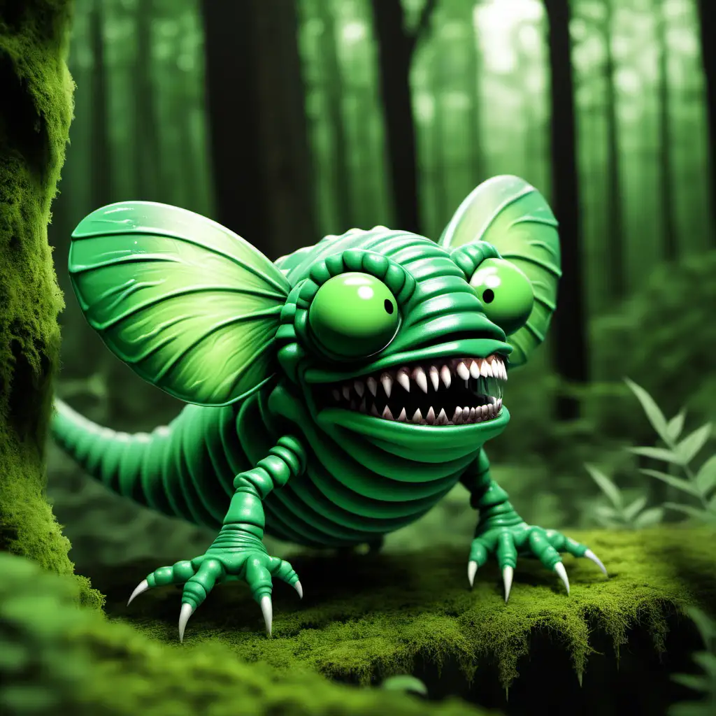 Green Mimic Camouflaged in Enchanted Forest